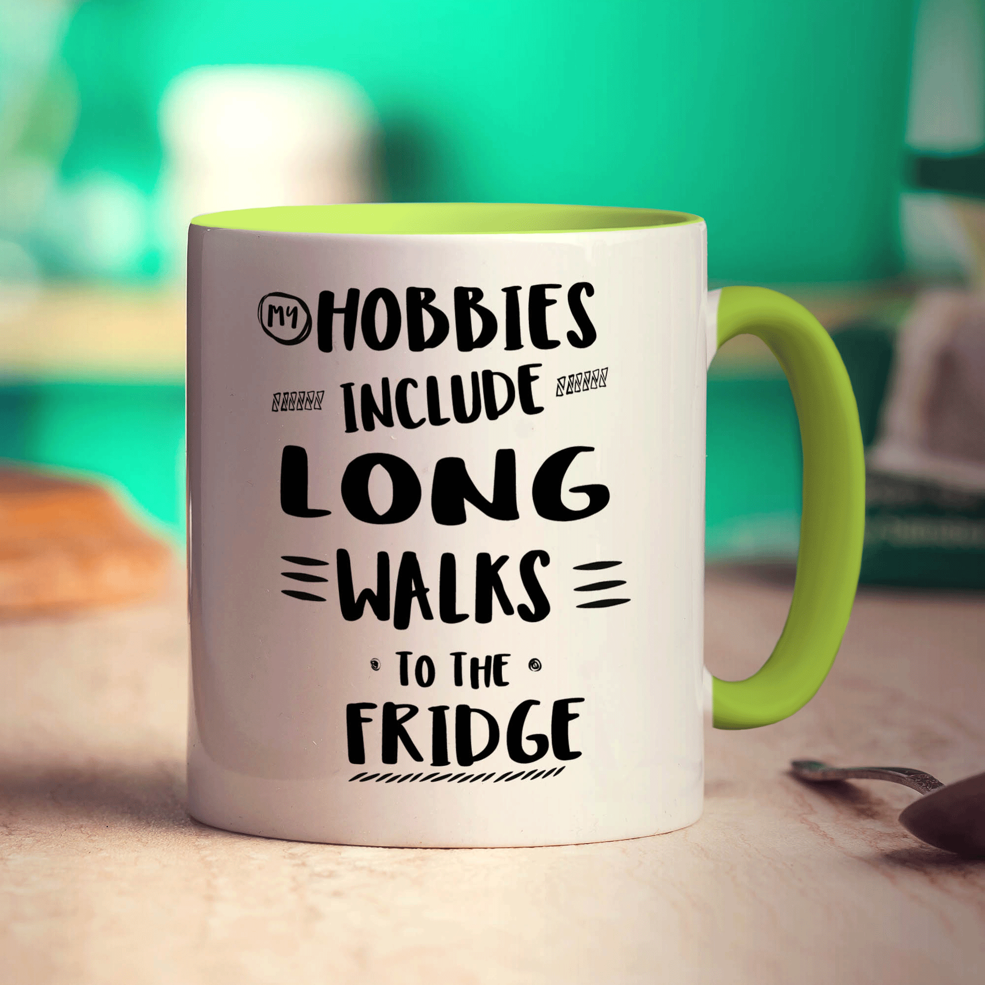 My Hobbies Include Long Walks To The Fridge Mug - Standard 330ml (11oz) / Green