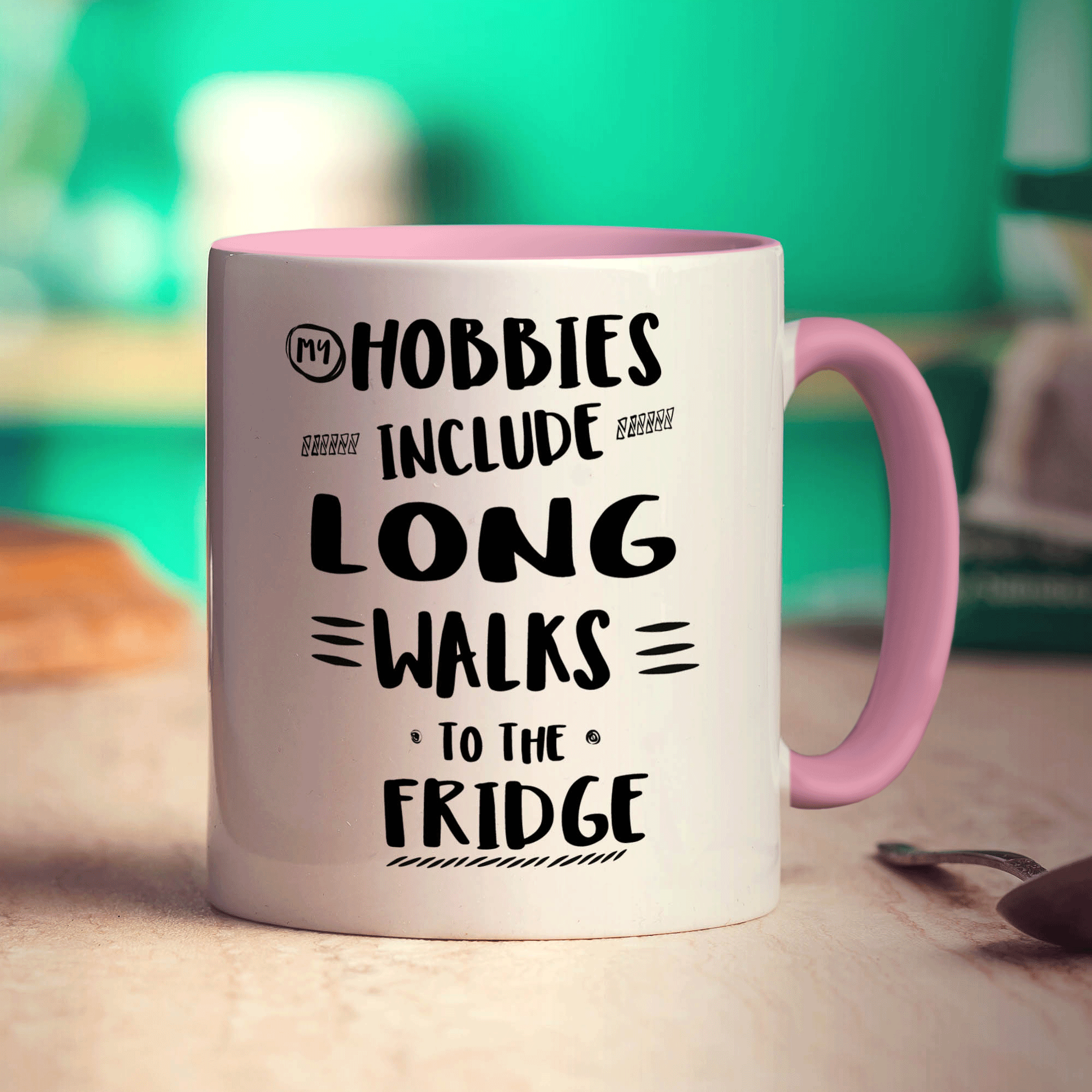 My Hobbies Include Long Walks To The Fridge Mug - Standard 330ml (11oz) / Pink