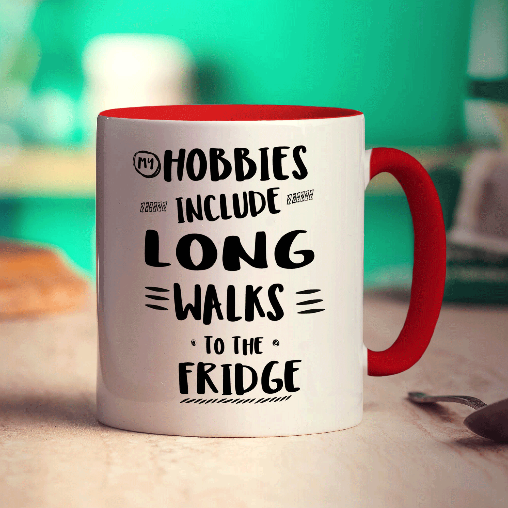 My Hobbies Include Long Walks To The Fridge Mug - Standard 330ml (11oz) / Red