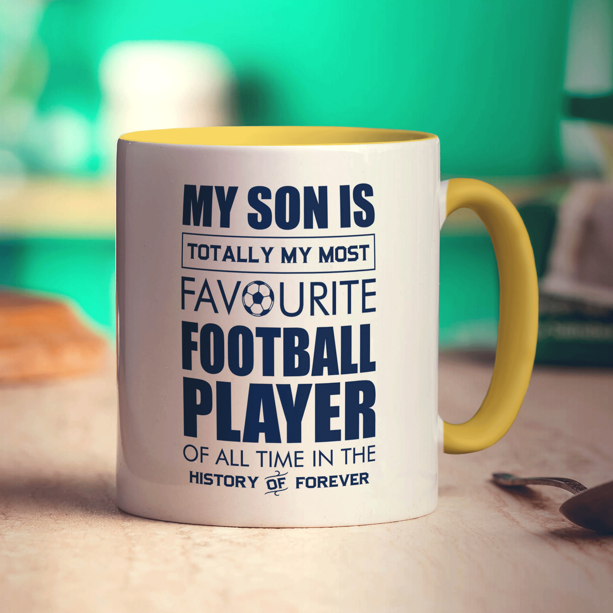 My Son is Totally My Most Favourite Football Player of all Time in the History of Forever Mug - Standard 330ml (11oz) / Yellow