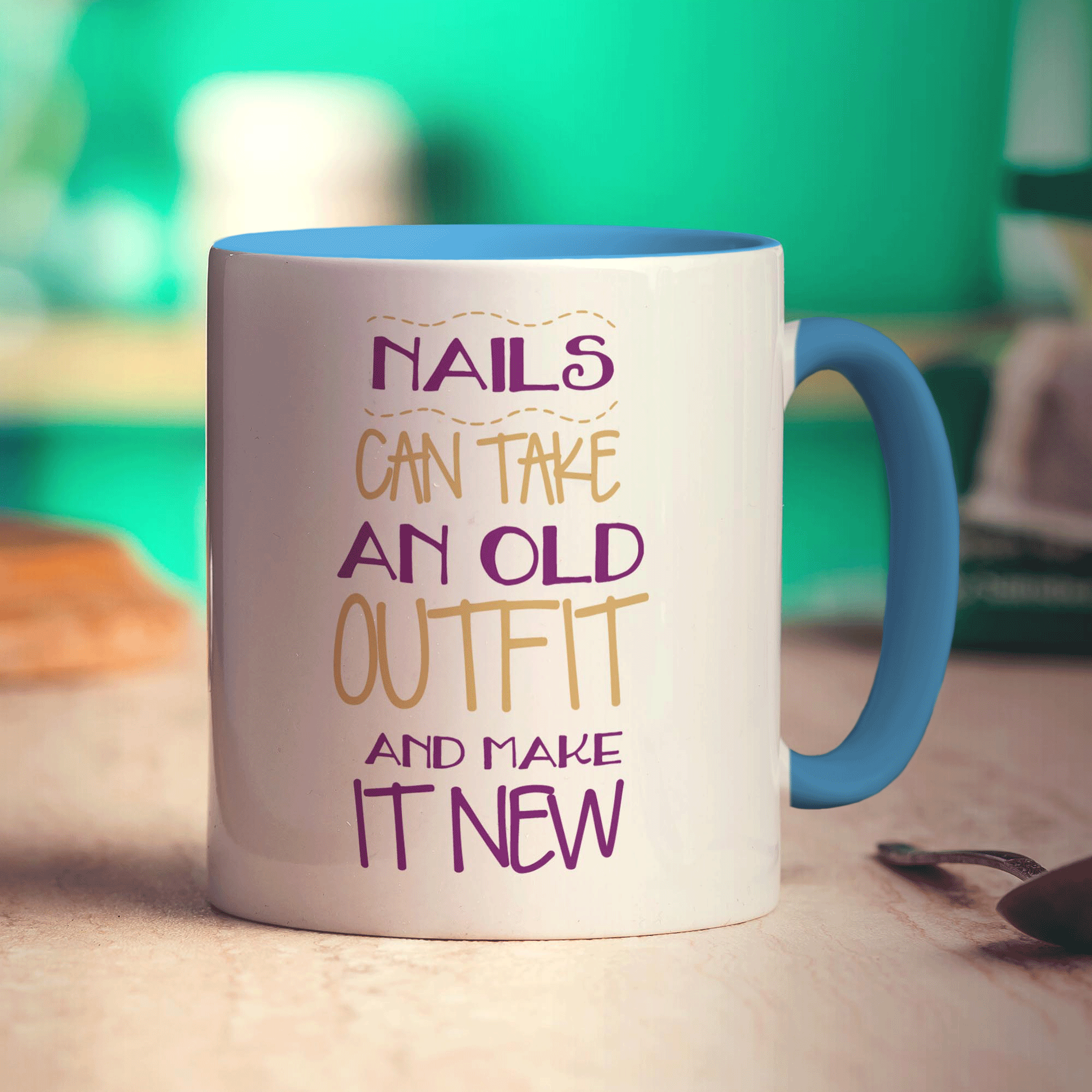 Nails Can Take An Old Outfit And Make It New Mug - Standard 330ml (11oz) / Blue