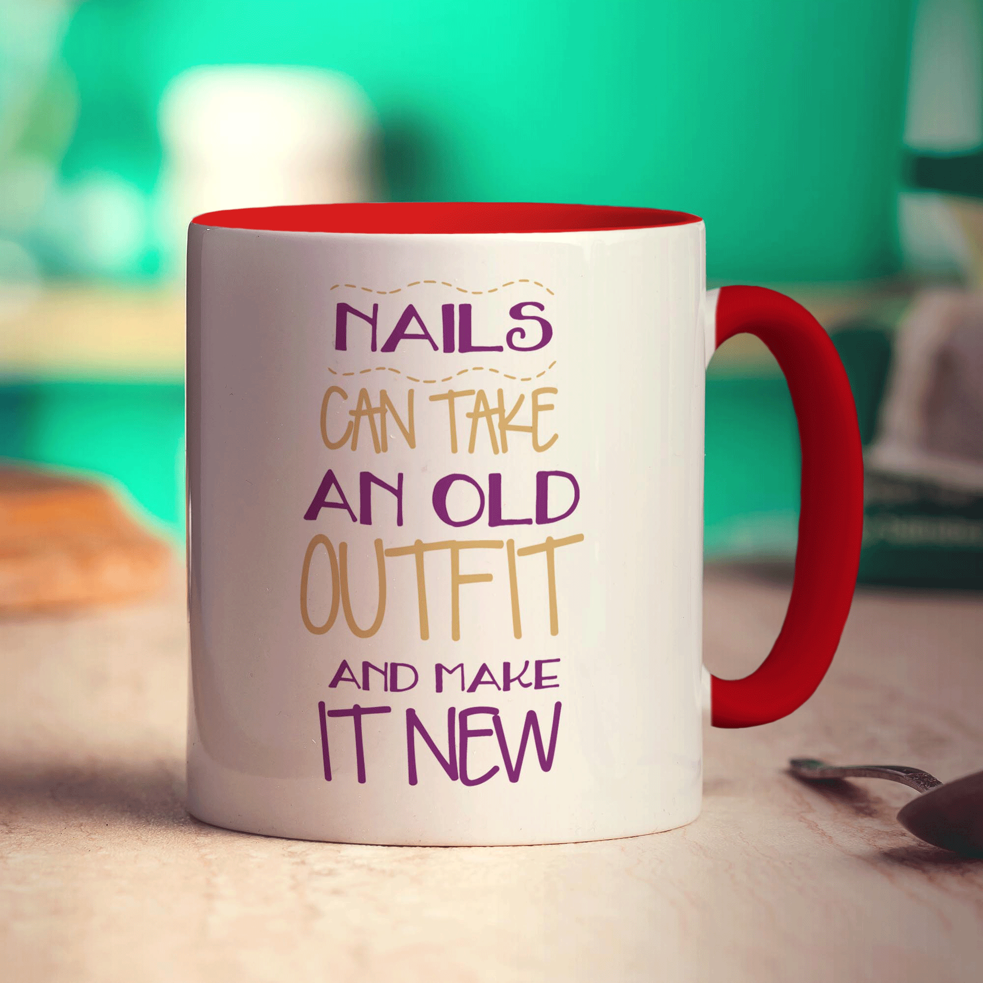 Nails Can Take An Old Outfit And Make It New Mug - Standard 330ml (11oz) / Red