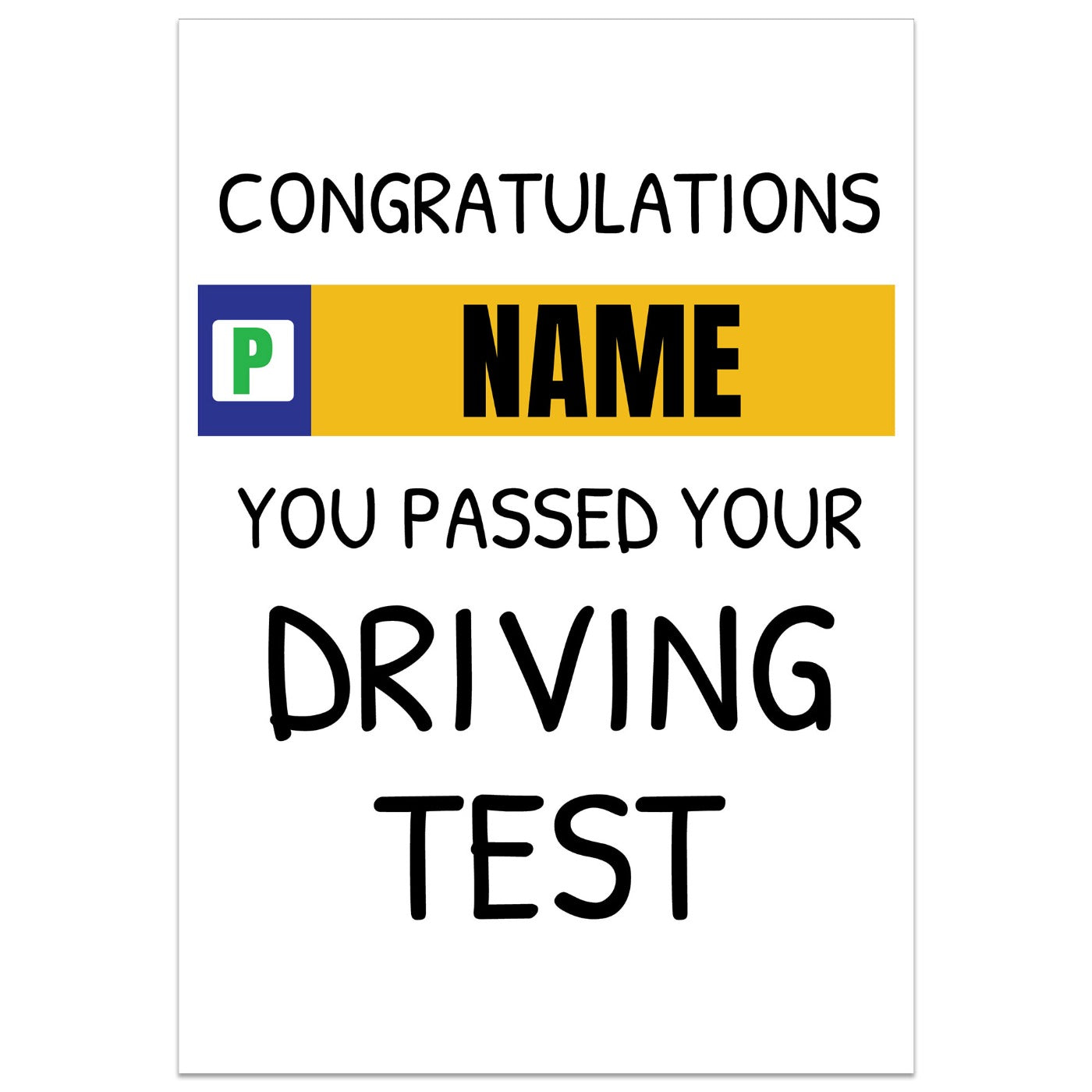 Name Number Plate Card