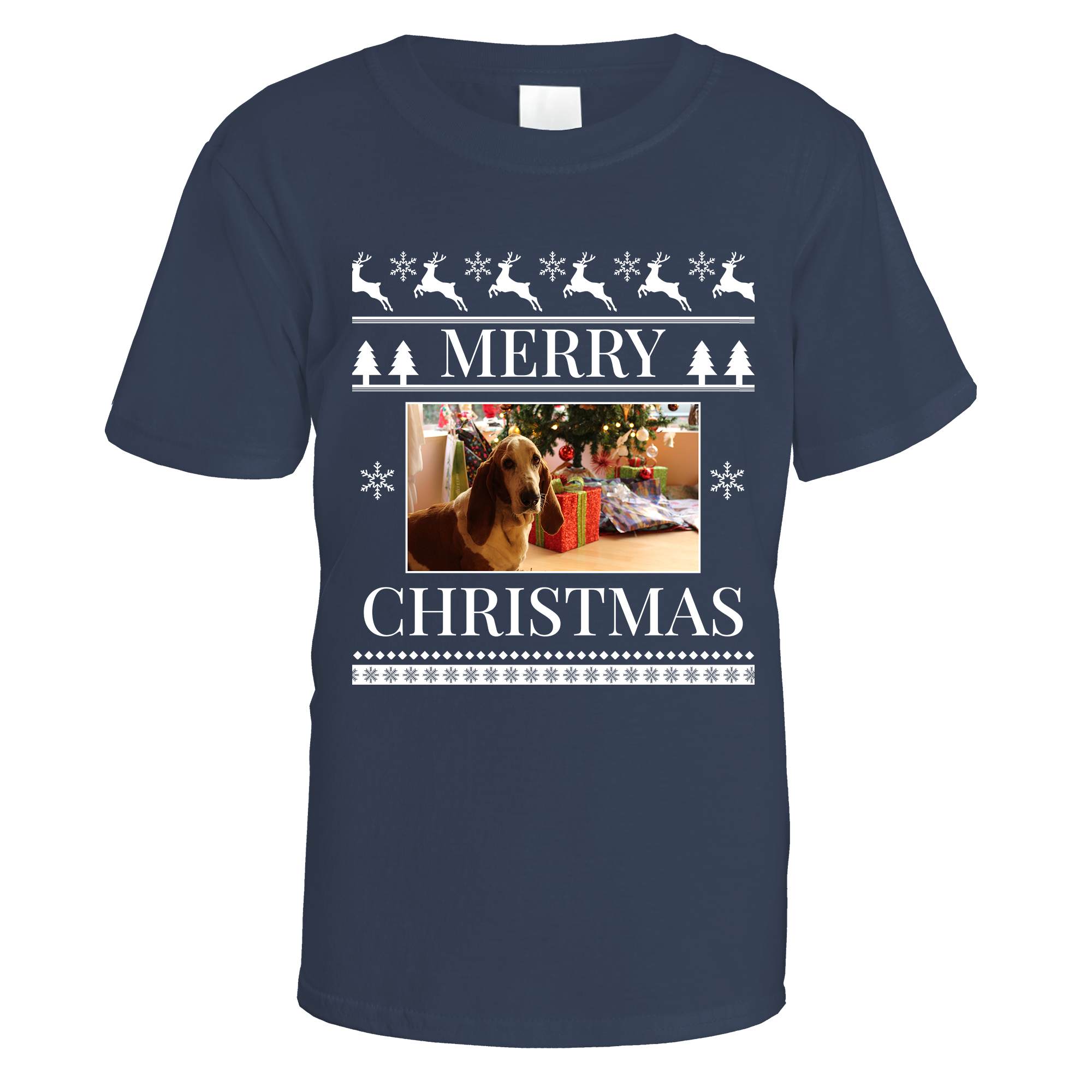 Merry Christmas Photo Patterned Personalised T-Shirt