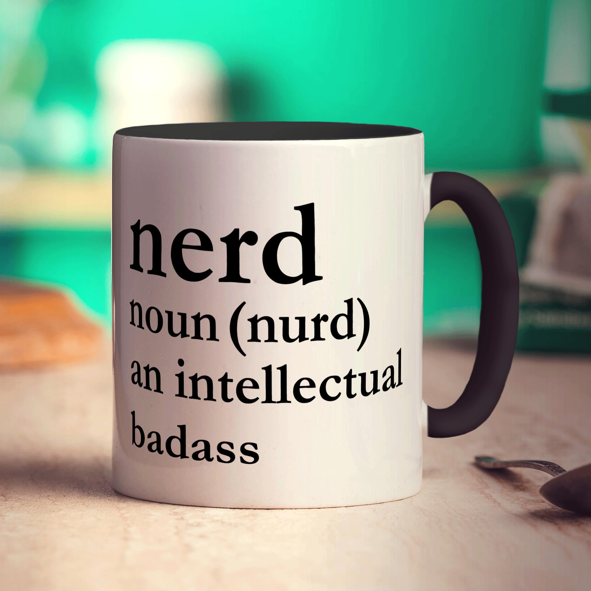 Nerd Noun (nurd) an Intellectual Badass Mug - Standard 330ml (11oz) / Black