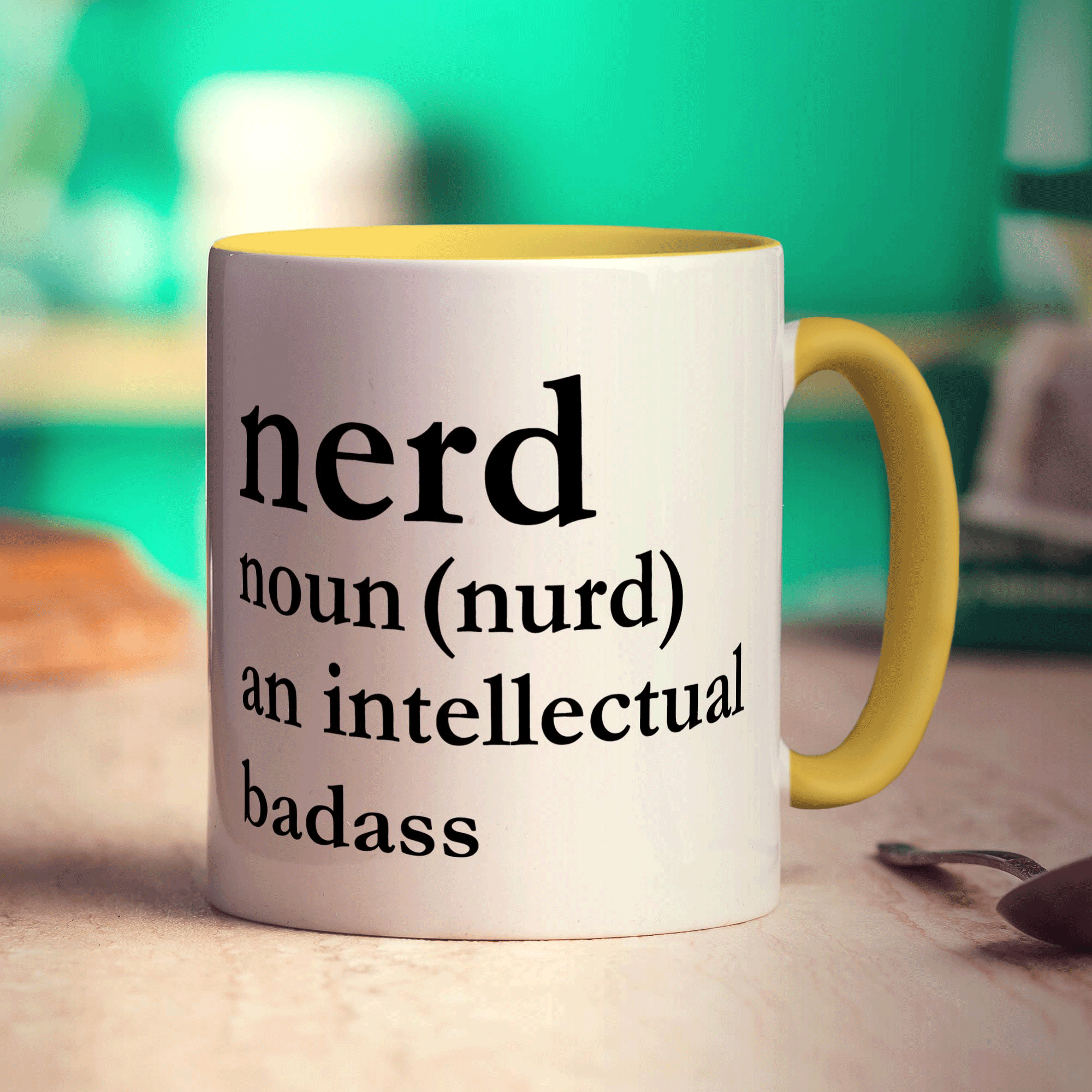 Nerd Noun (nurd) an Intellectual Badass Mug - Standard 330ml (11oz) / Yellow