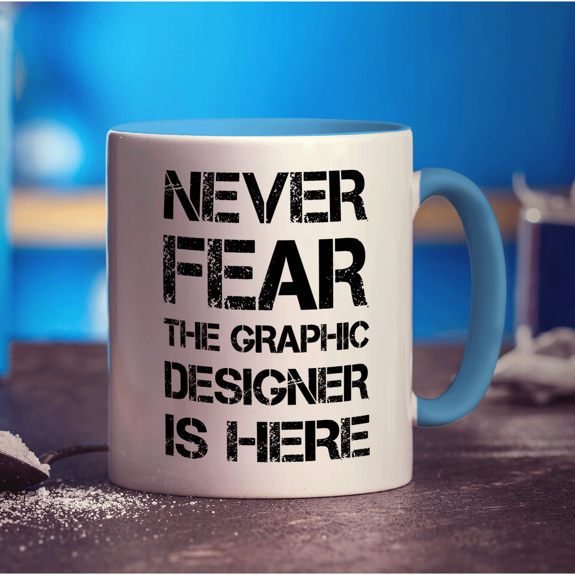 Never Fear the Graphic Designer is Here Mug - Standard 330ml (11oz) / Blue