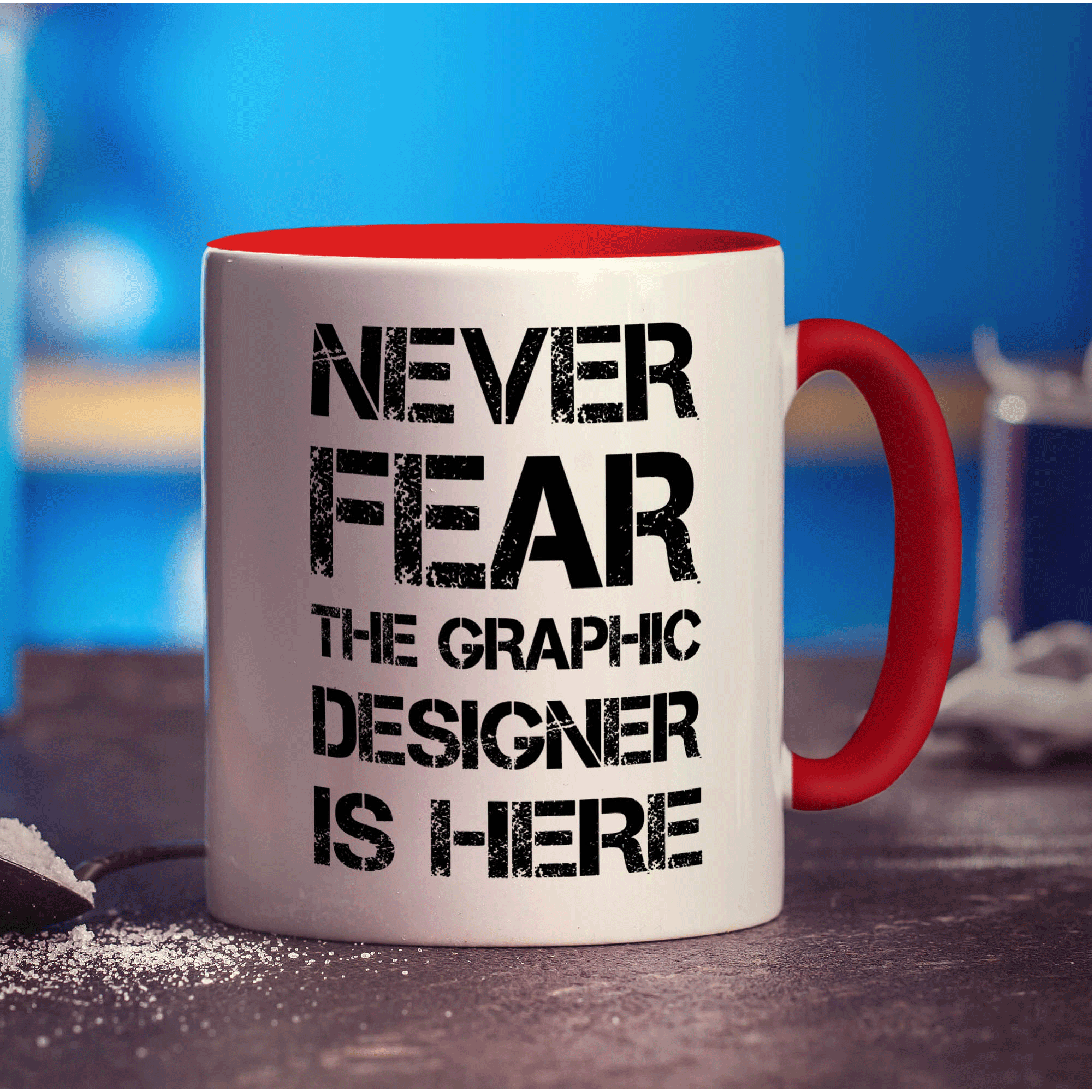 Never Fear the Graphic Designer is Here Mug - Standard 330ml (11oz) / Red