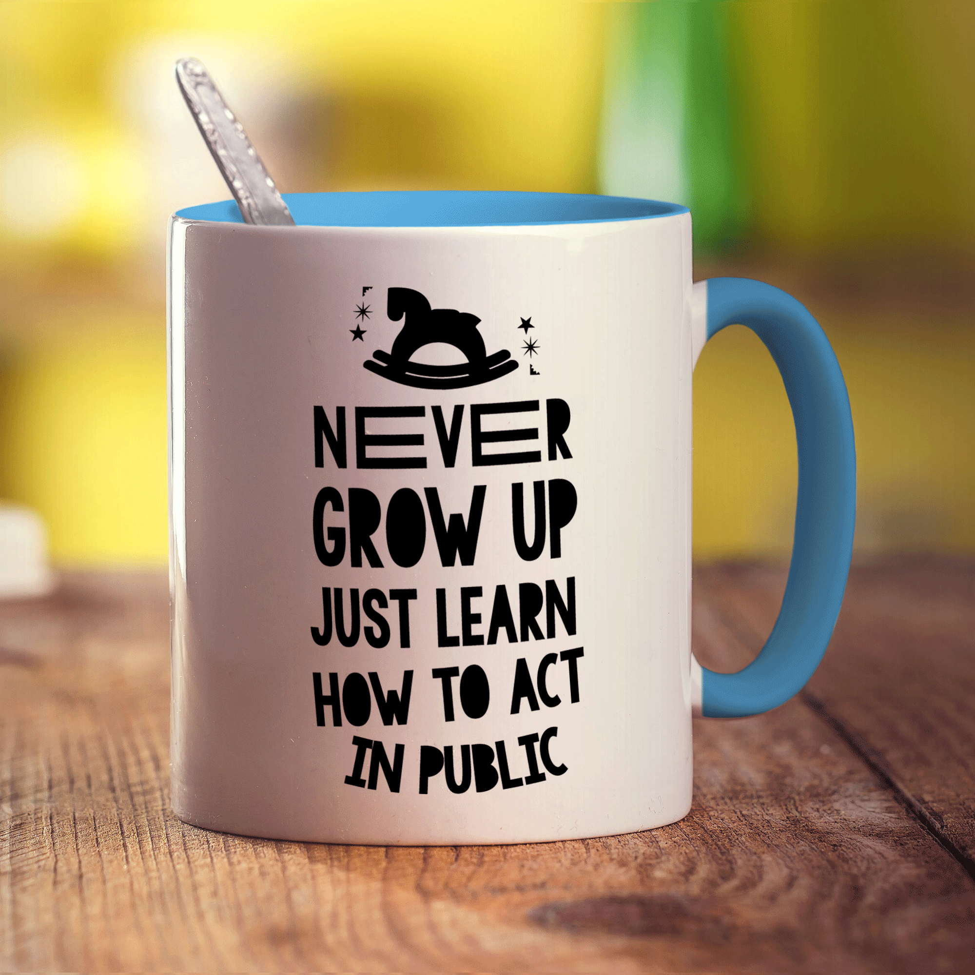 Never Grow Up Just Learn How To Act In Public Mug - Standard 330ml (11oz) / Blue