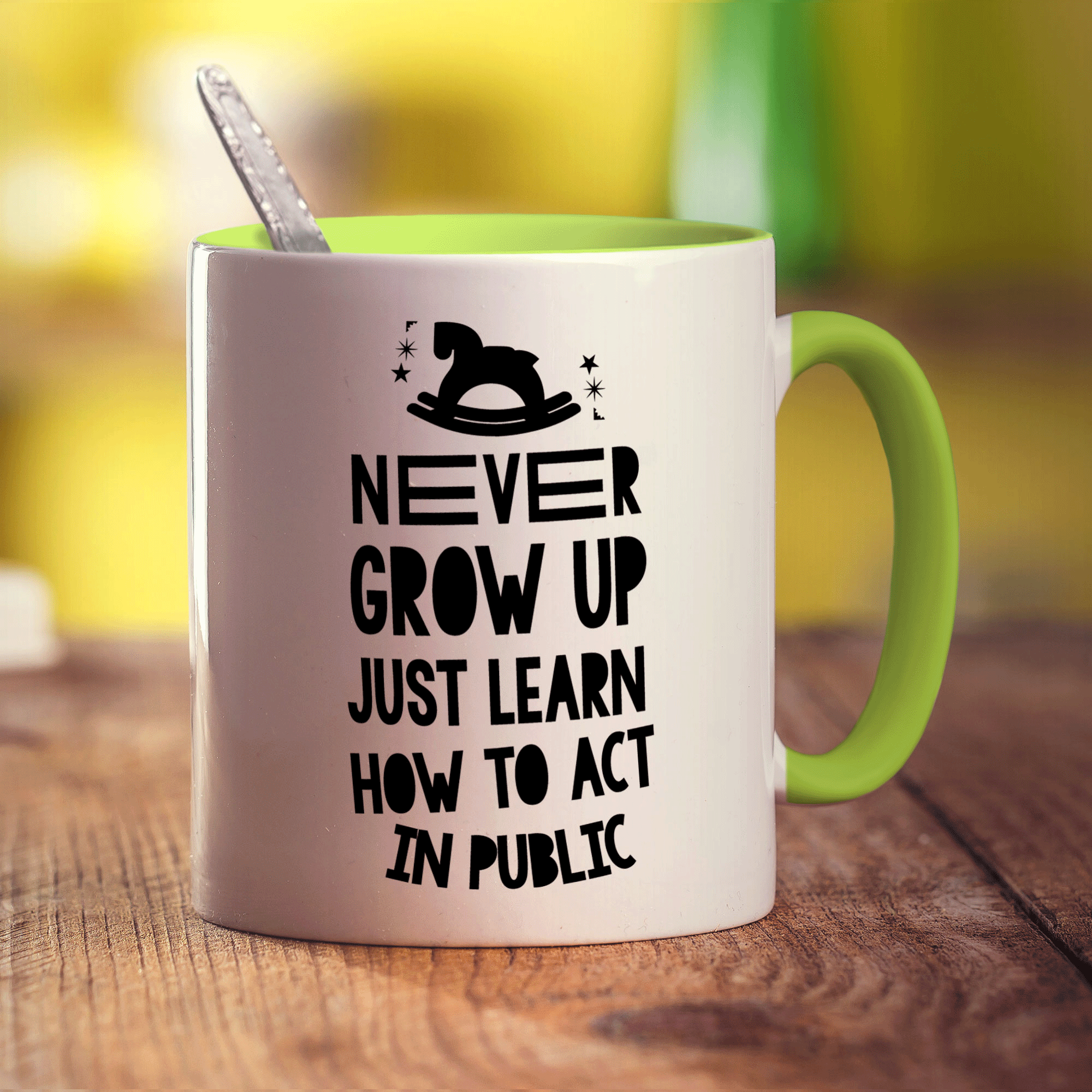 Never Grow Up Just Learn How To Act In Public Mug - Standard 330ml (11oz) / Green
