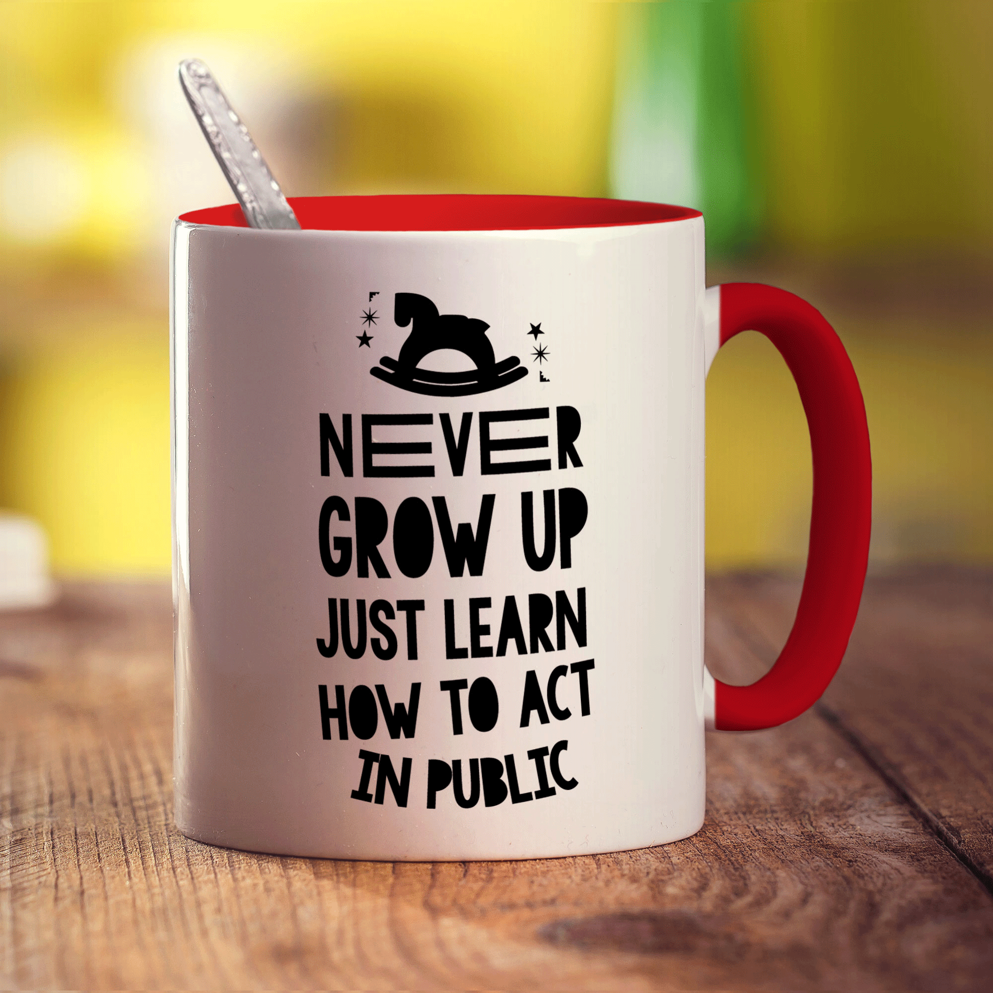 Never Grow Up Just Learn How To Act In Public Mug - Standard 330ml (11oz) / Red