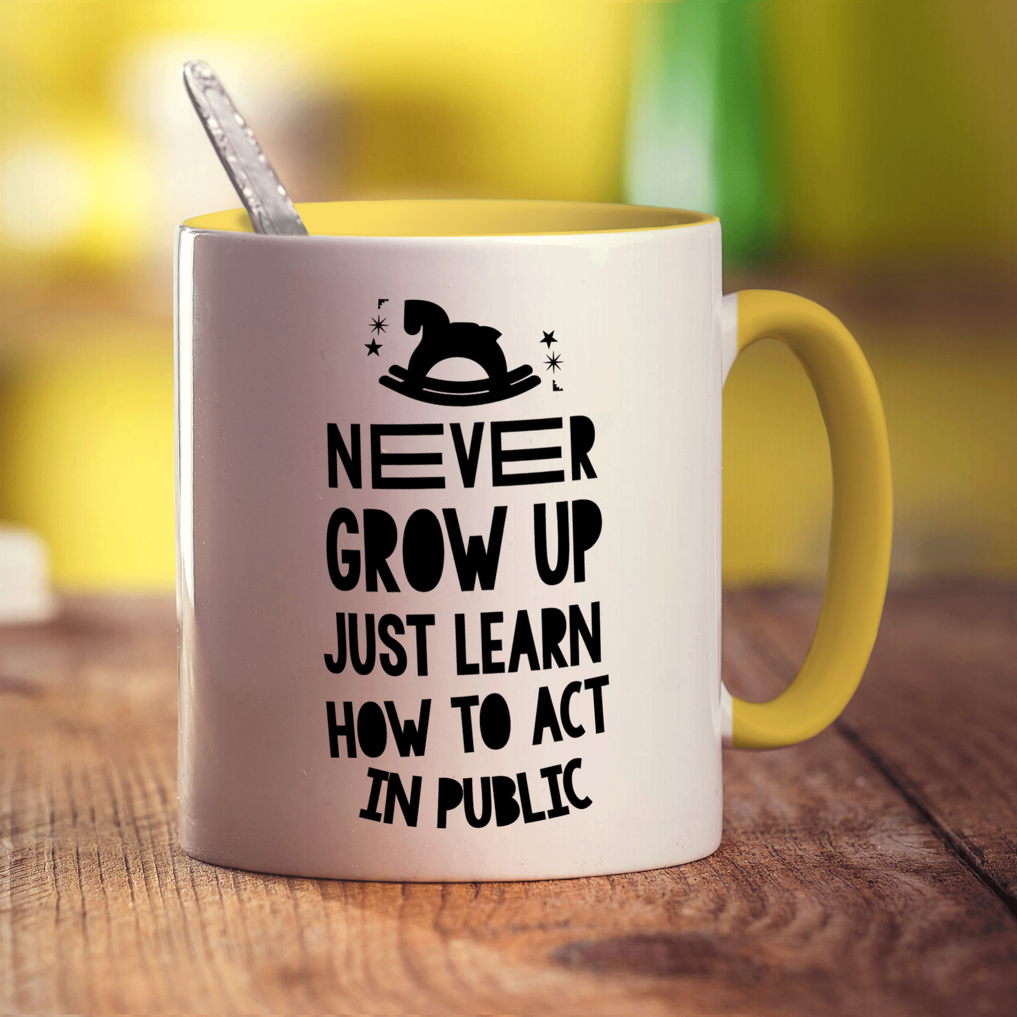 Never Grow Up Just Learn How To Act In Public Mug - Standard 330ml (11oz) / Yellow