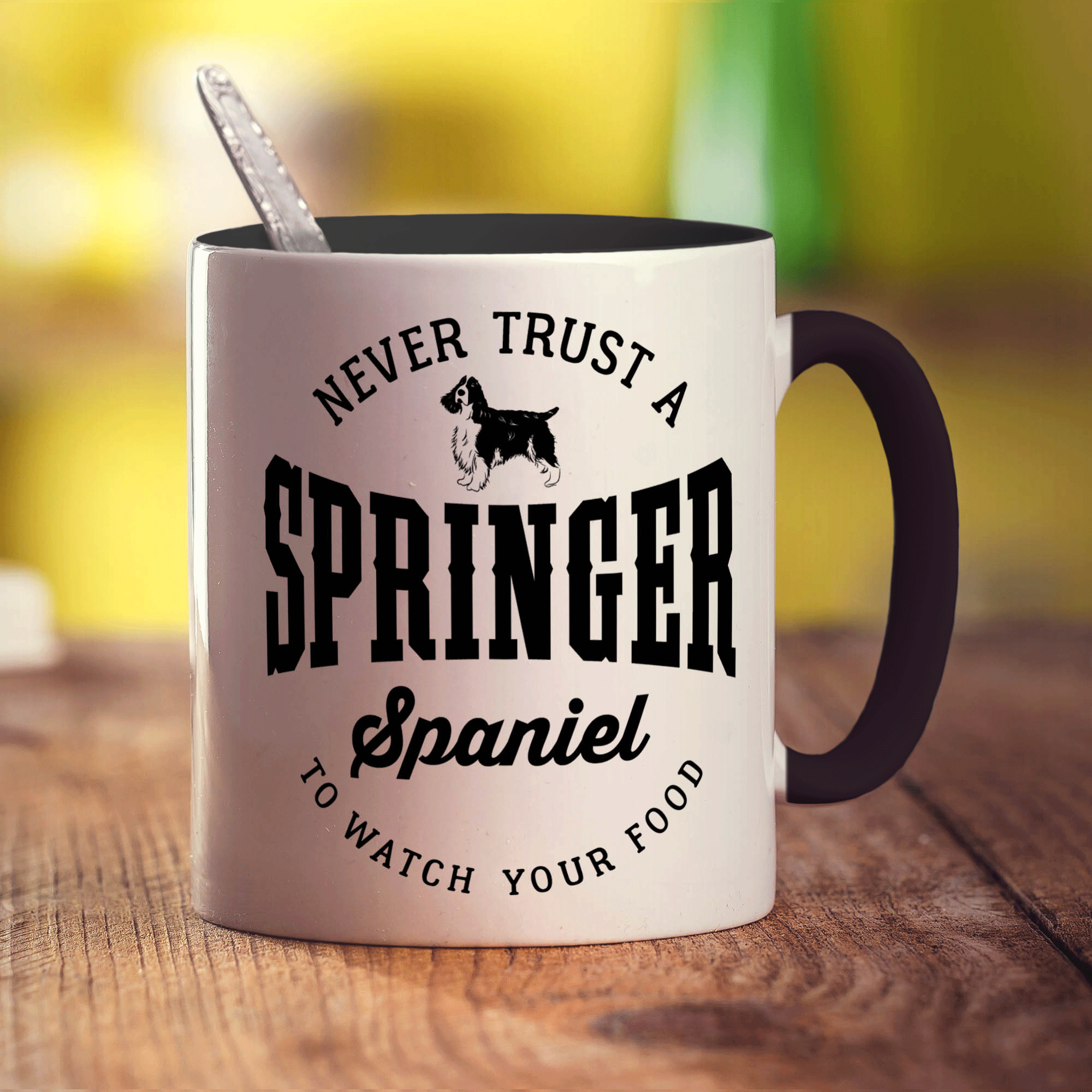 Never Trust A Springer Spaniel To Watch Your Food Mug - Standard 330ml (11oz) / Black