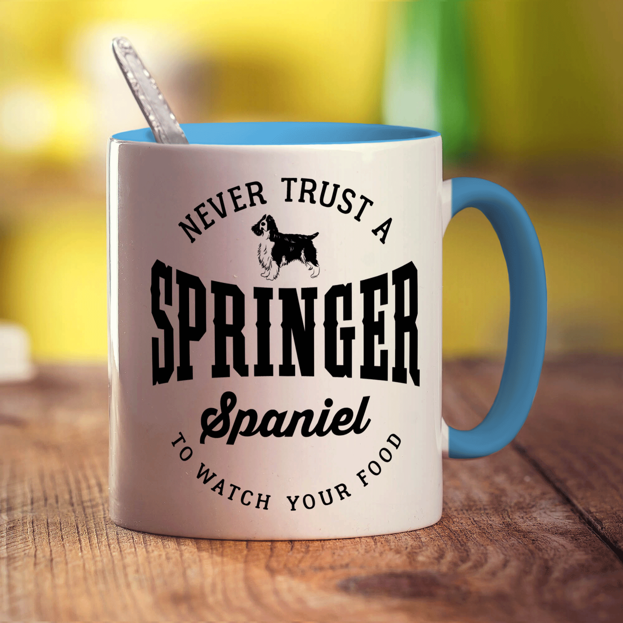 Never Trust A Springer Spaniel To Watch Your Food Mug - Standard 330ml (11oz) / Blue