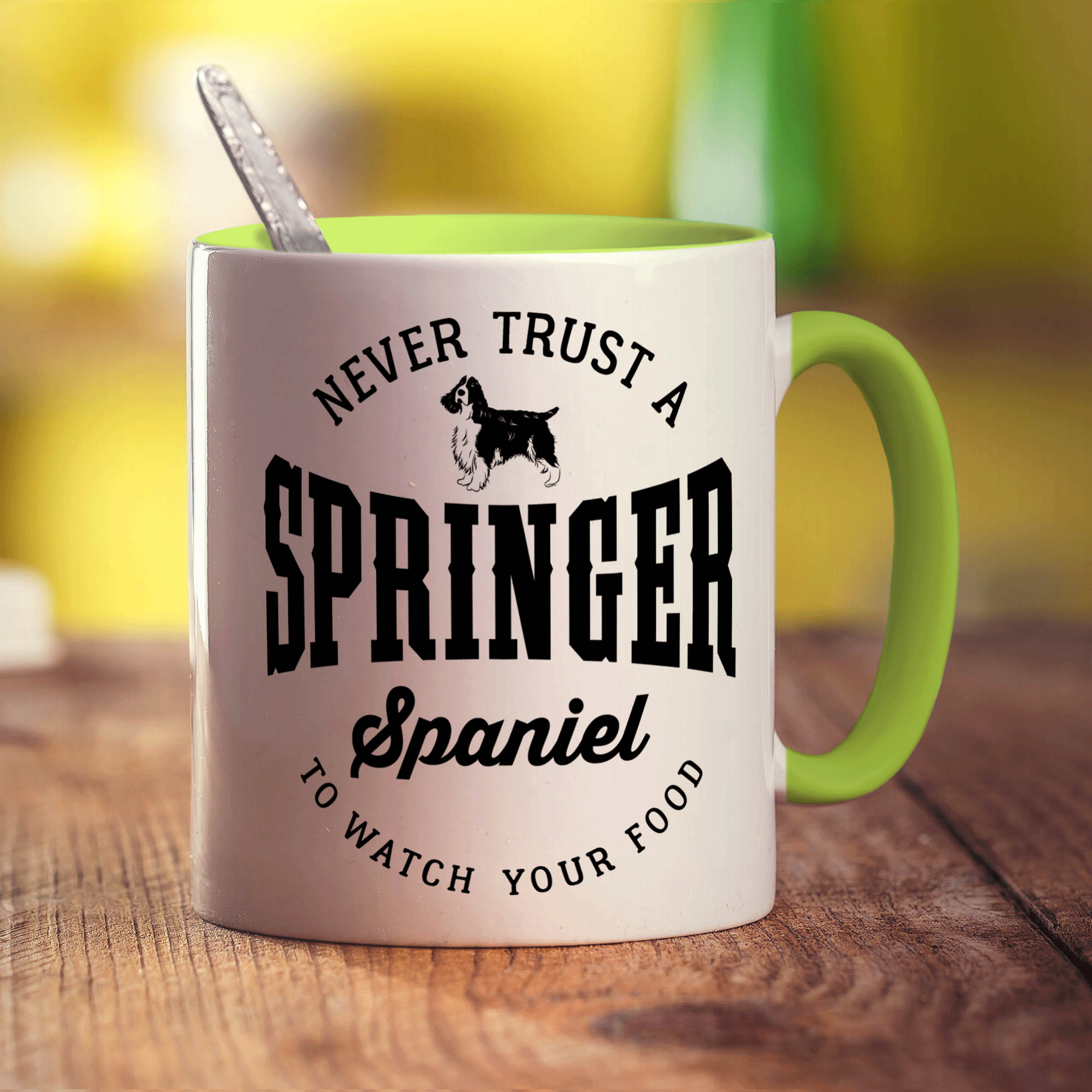 Never Trust A Springer Spaniel To Watch Your Food Mug - Standard 330ml (11oz) / Green