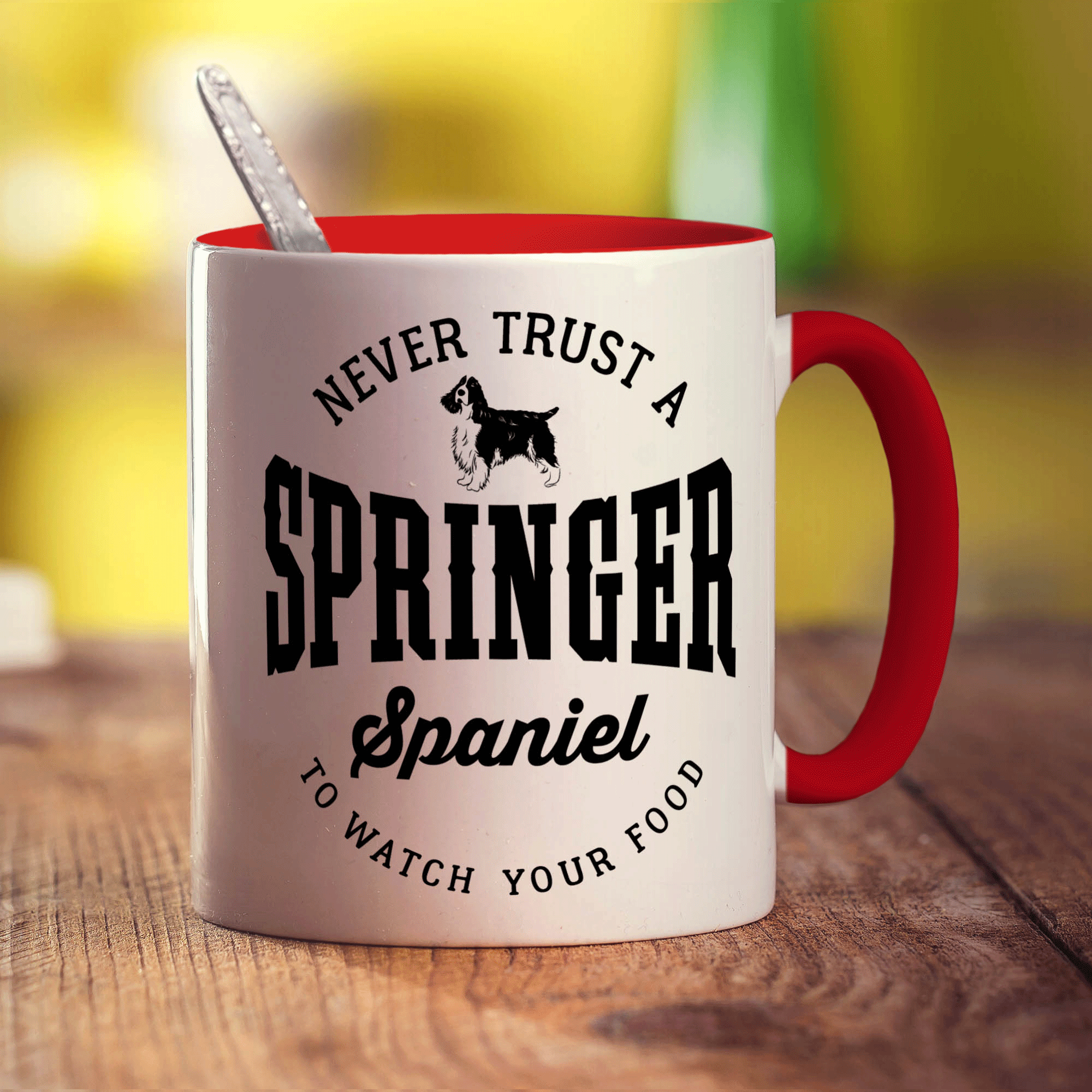 Never Trust A Springer Spaniel To Watch Your Food Mug - Standard 330ml (11oz) / Red
