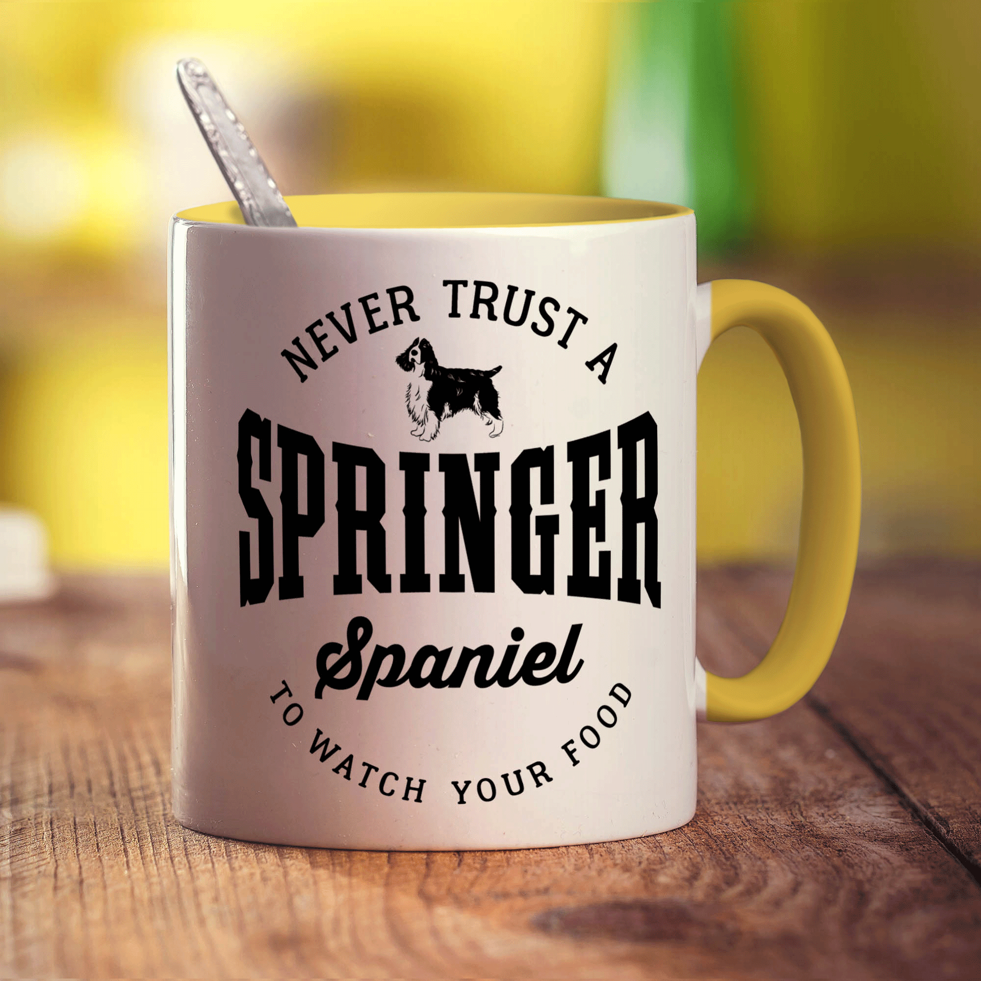 Never Trust A Springer Spaniel To Watch Your Food Mug - Standard 330ml (11oz) / Yellow