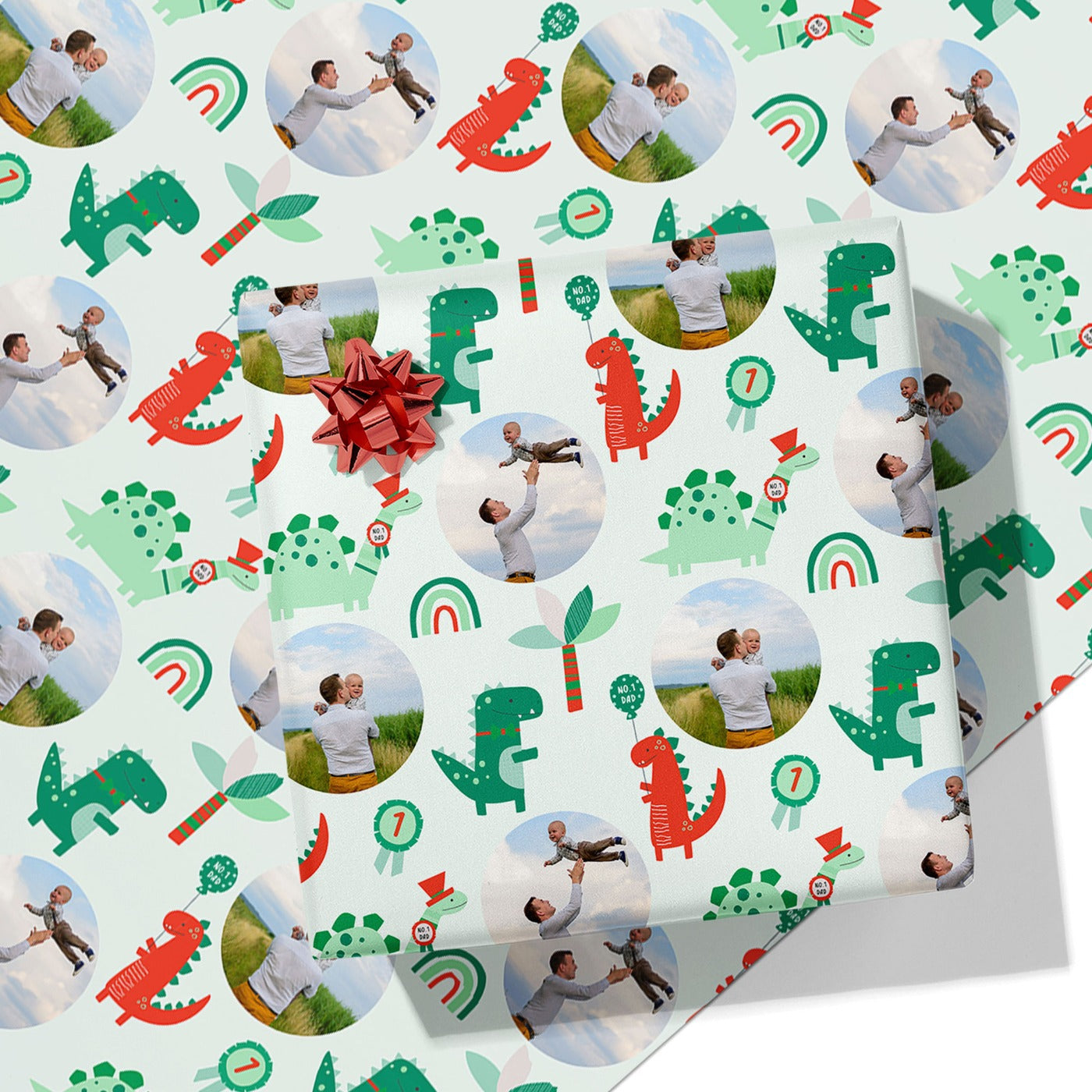 No.1 Dad Dinosaur Photo Wrapping Paper