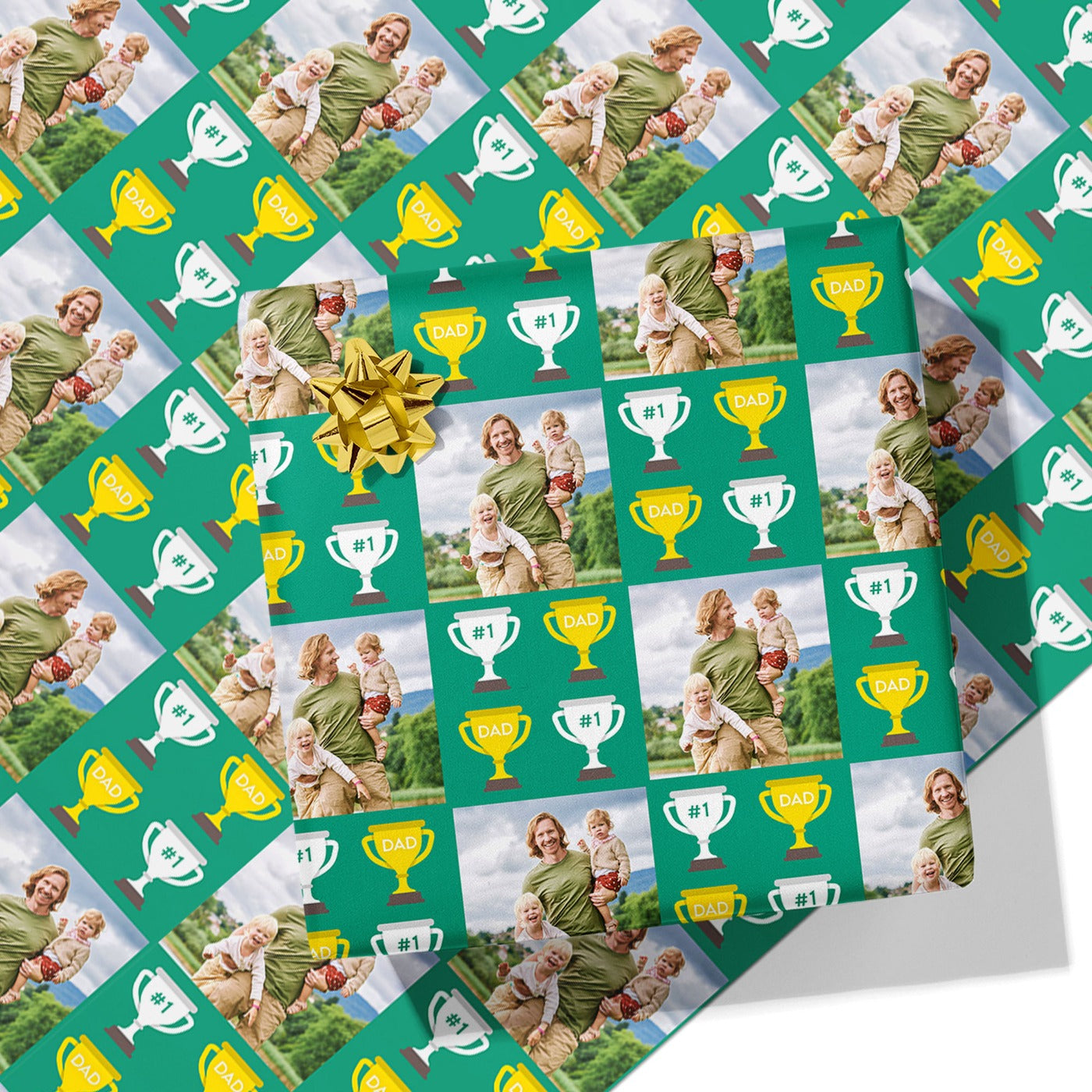 No1 Dad Trophy Photo Wrapping Paper