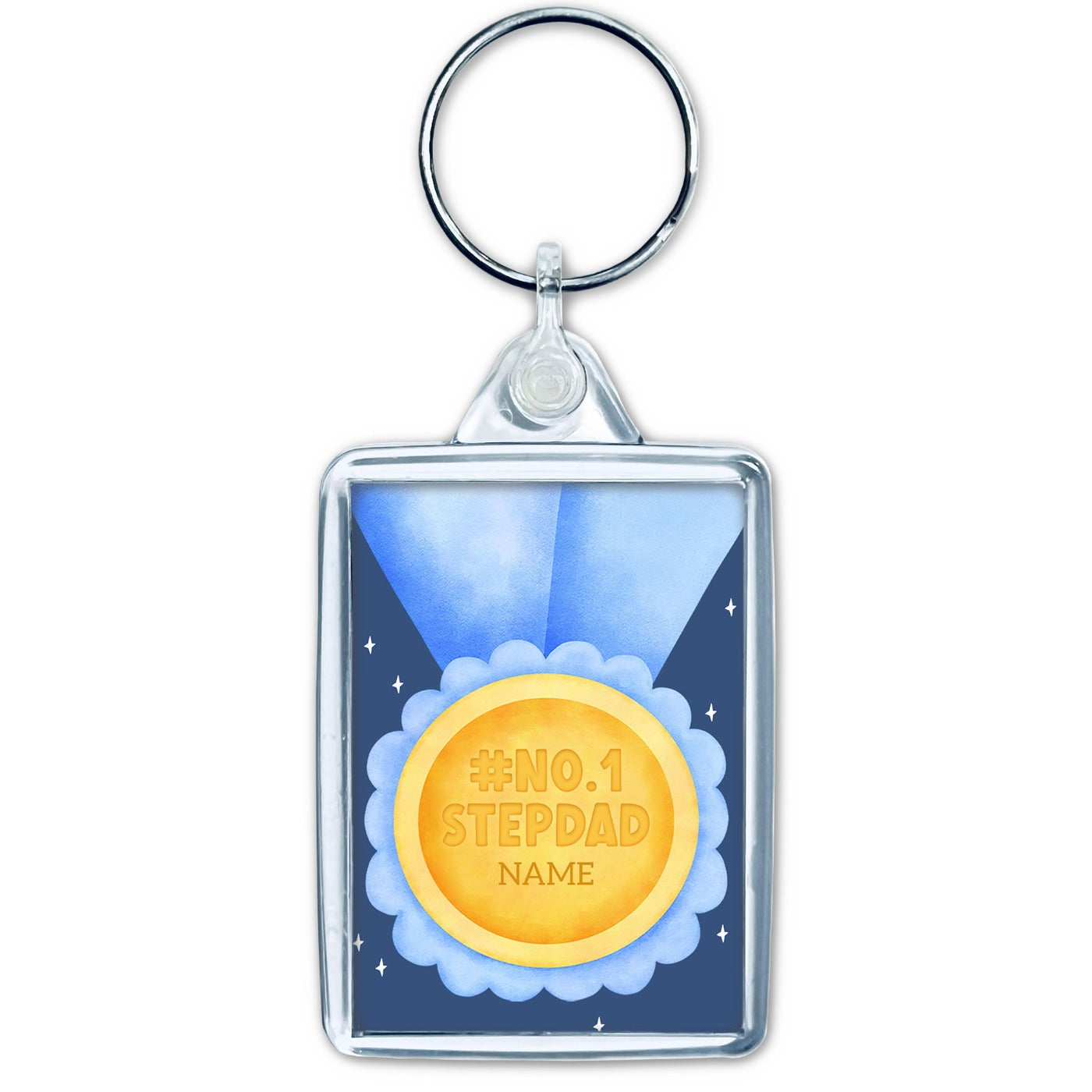 No1 Stepdad Medal Name Keyring