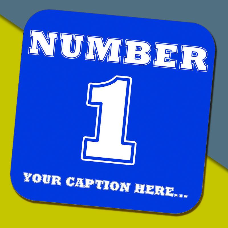 Number 1 Personalised Blue Coaster