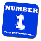 Number 1 Personalised Blue Coaster