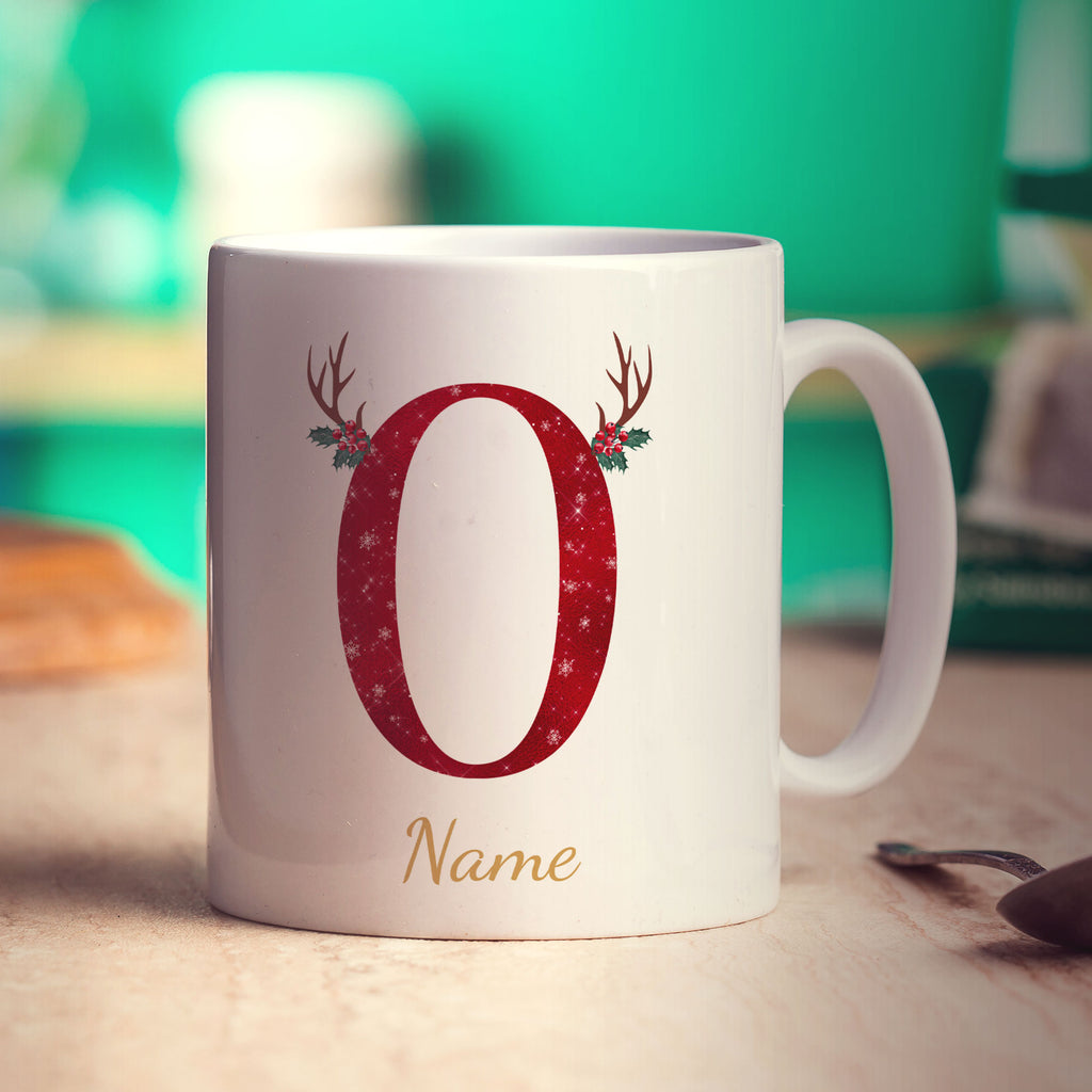 Personalised Festive Initial Mug with Name