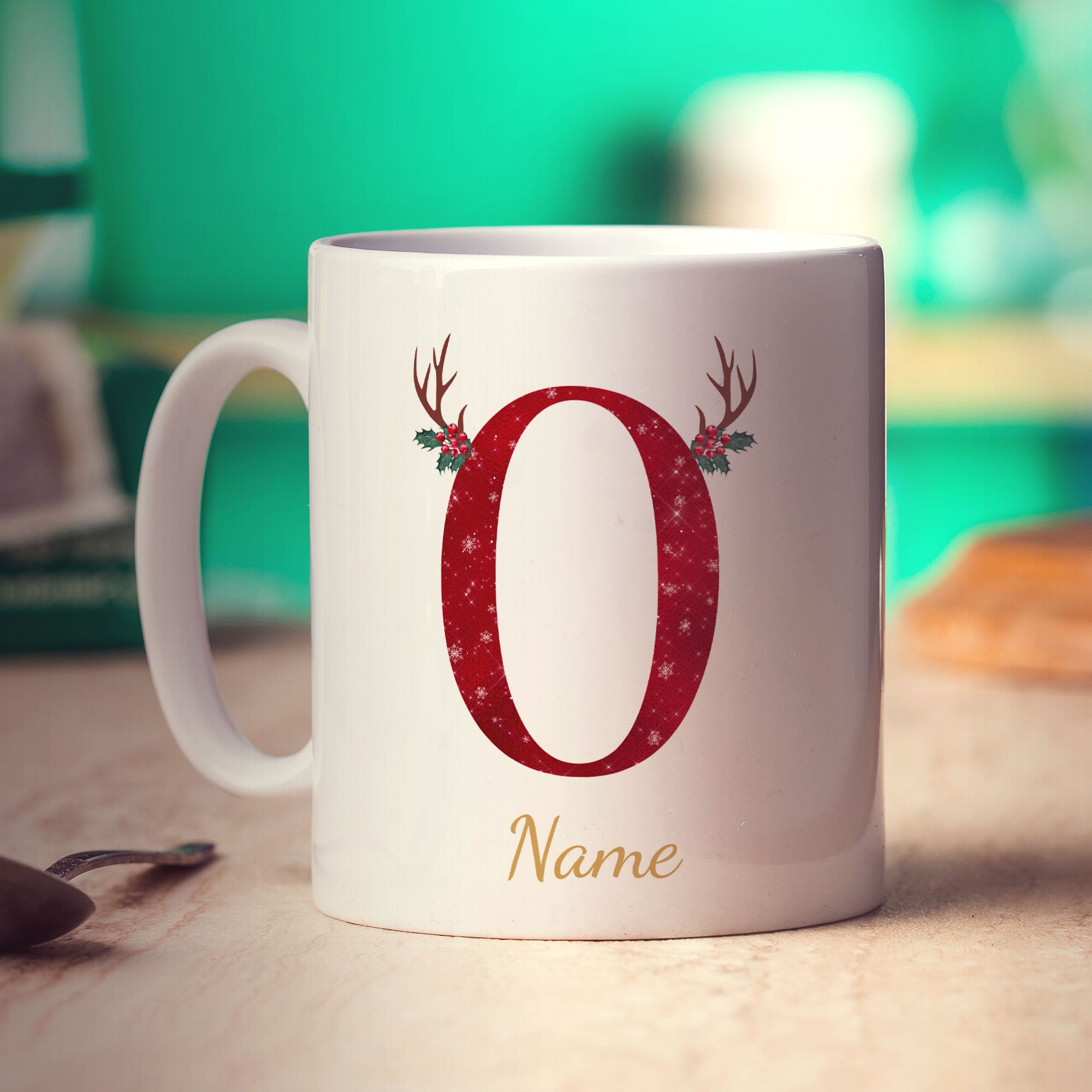 Personalised Festive Initial Mug with Name