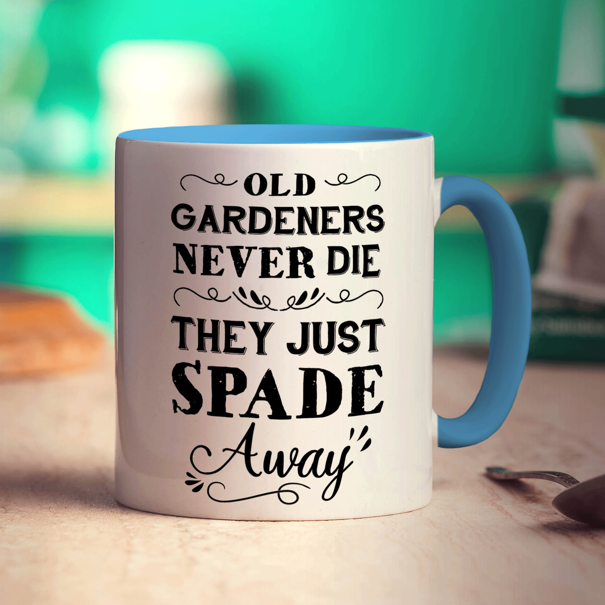 Old Gardeners Never Die They Just Spade Away Mug - Standard 330ml (11oz) / Blue