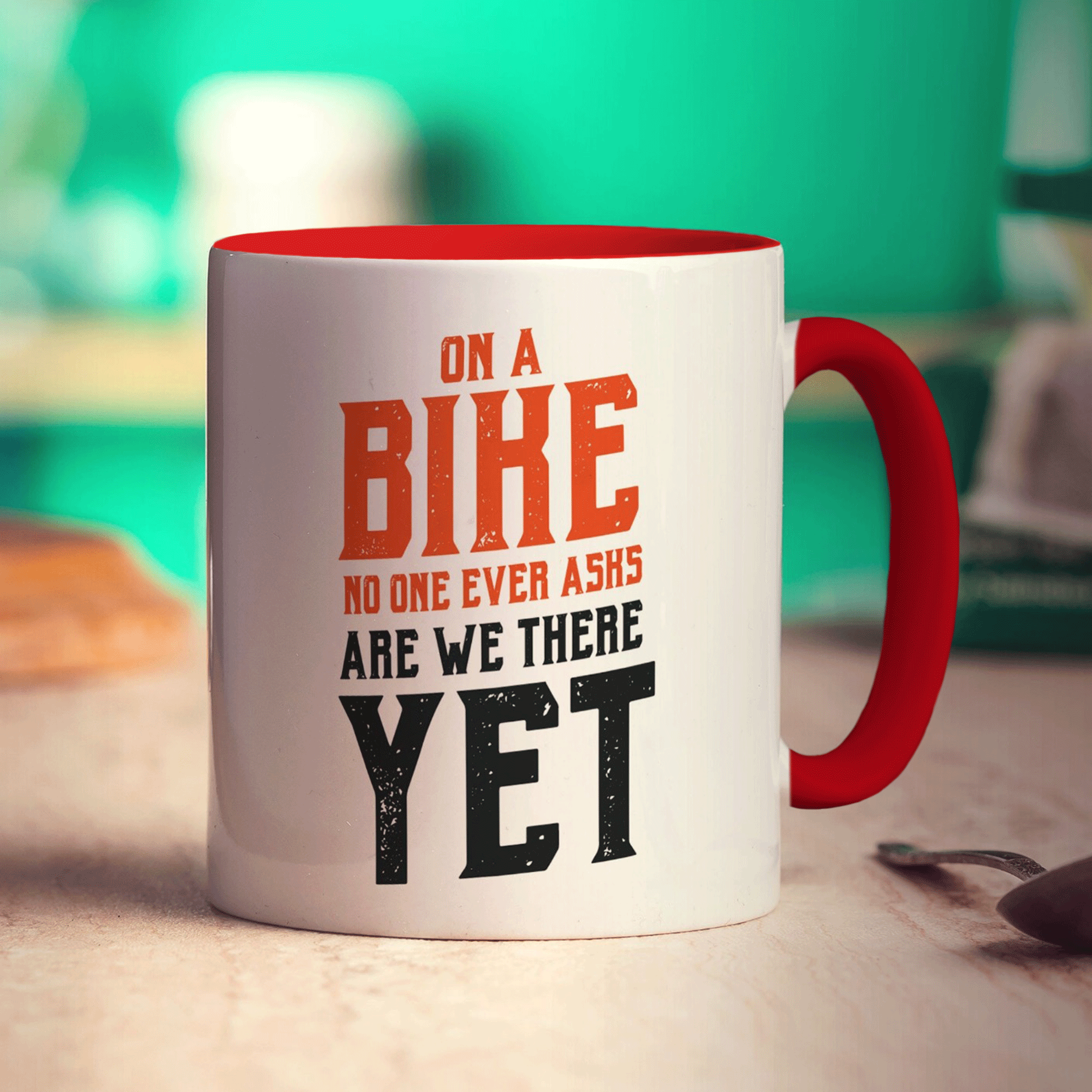 On a Bike No One Ever Asks Are We There Yet Mug - Standard 330ml (11oz) / Red