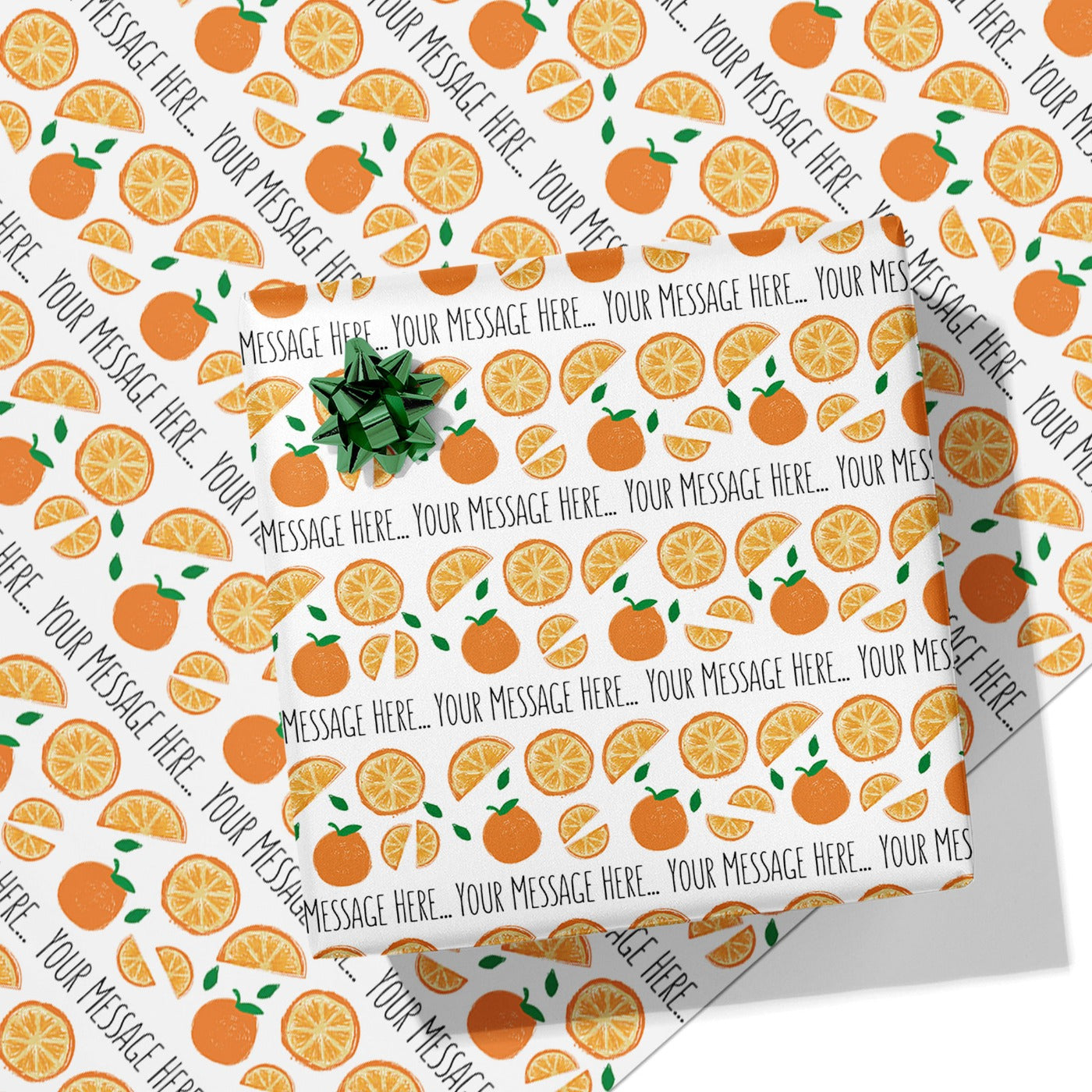 Orange Pattern Message Wrapping Paper