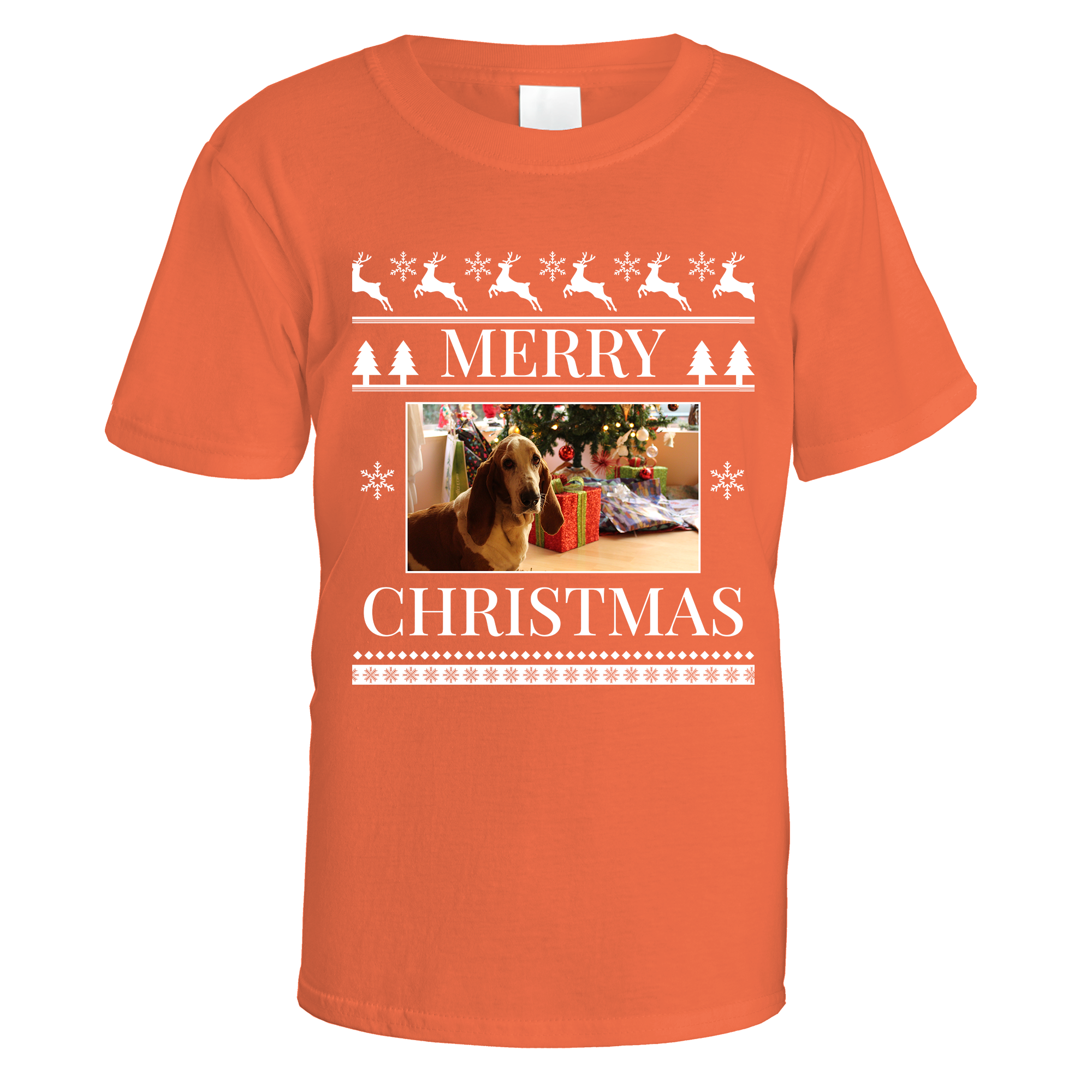 Merry Christmas Photo Patterned Personalised T-Shirt
