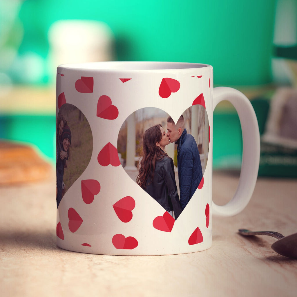 3 Heart Photo Panoramic Mug - Standard 330ml (11oz) / White