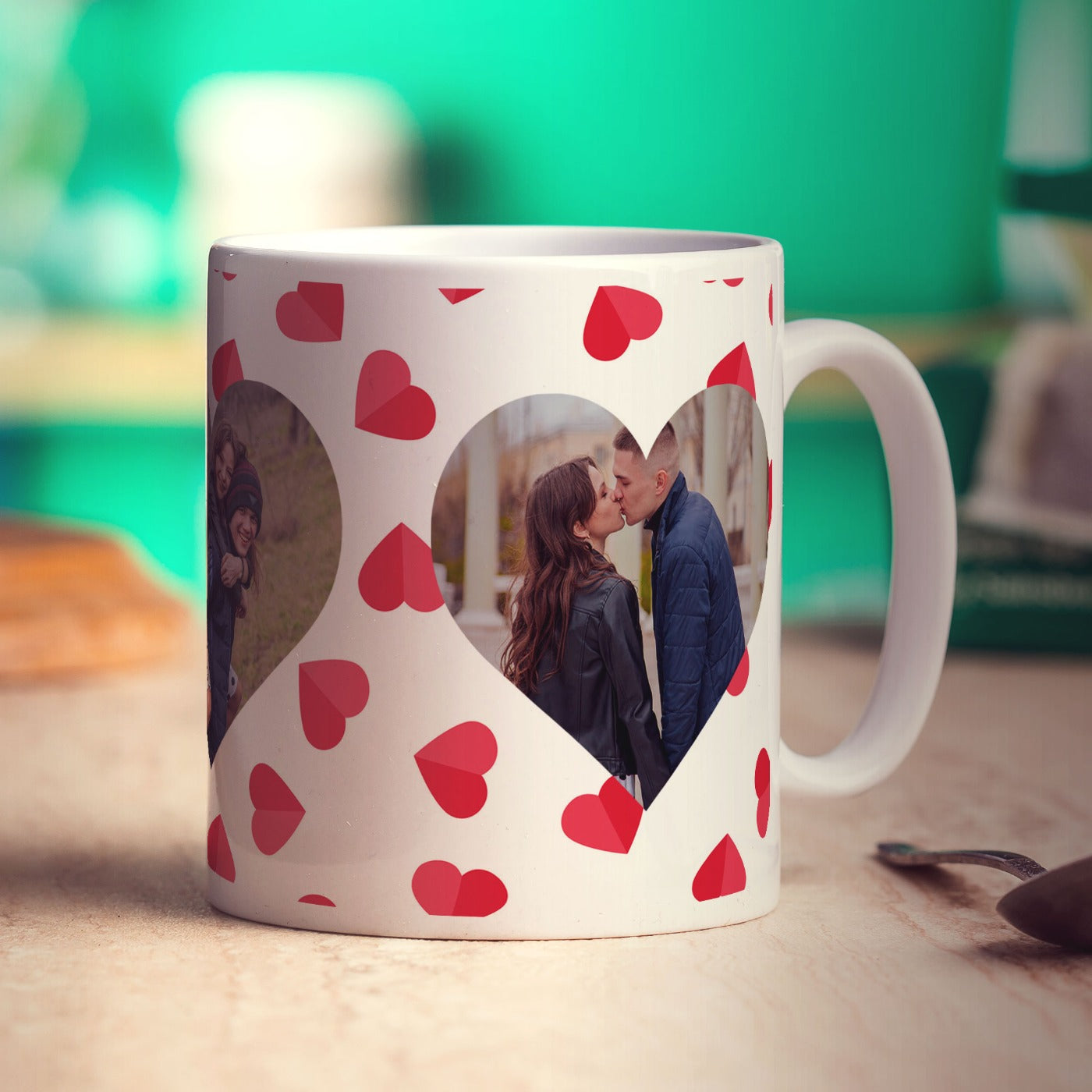 3 Heart Photo Panoramic Mug