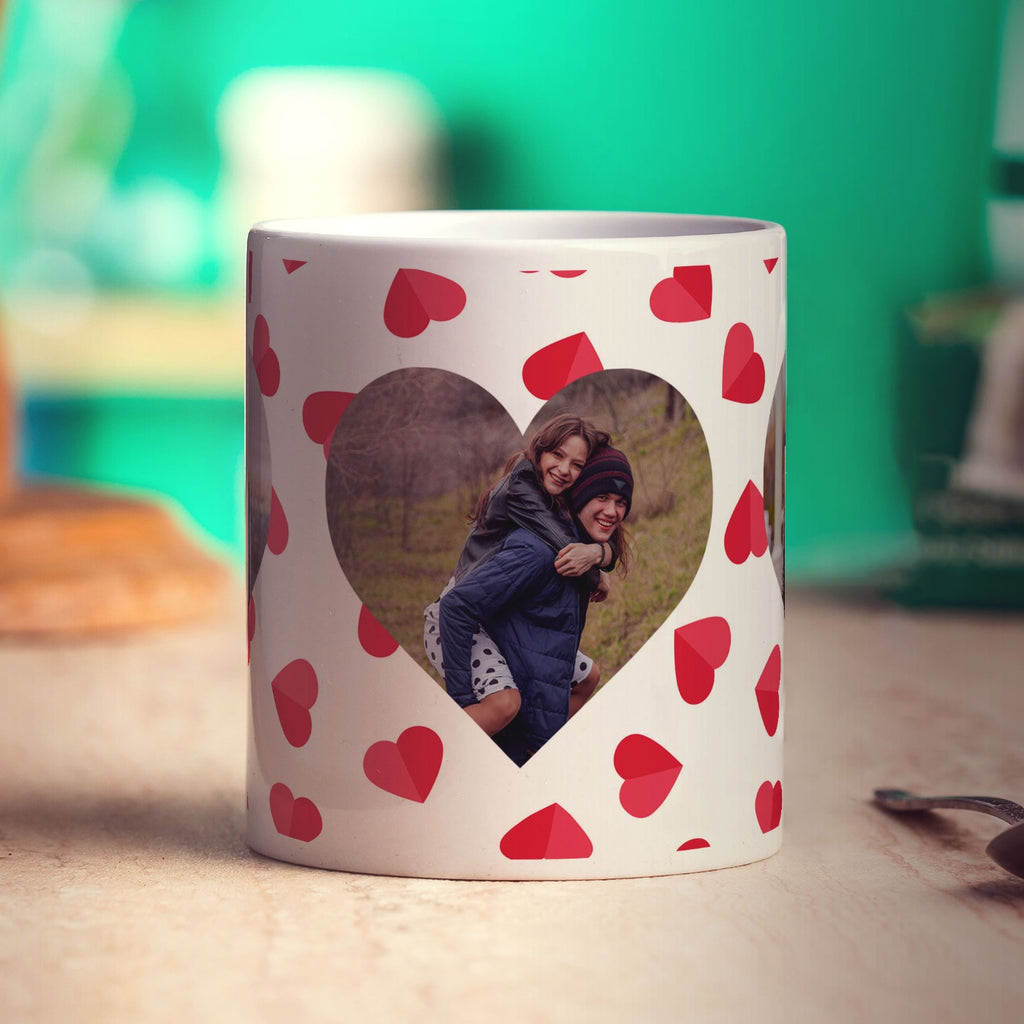 3 Heart Photo Panoramic Mug
