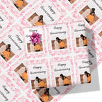 Patterned Heart Anniversary Photo Wrapping Paper