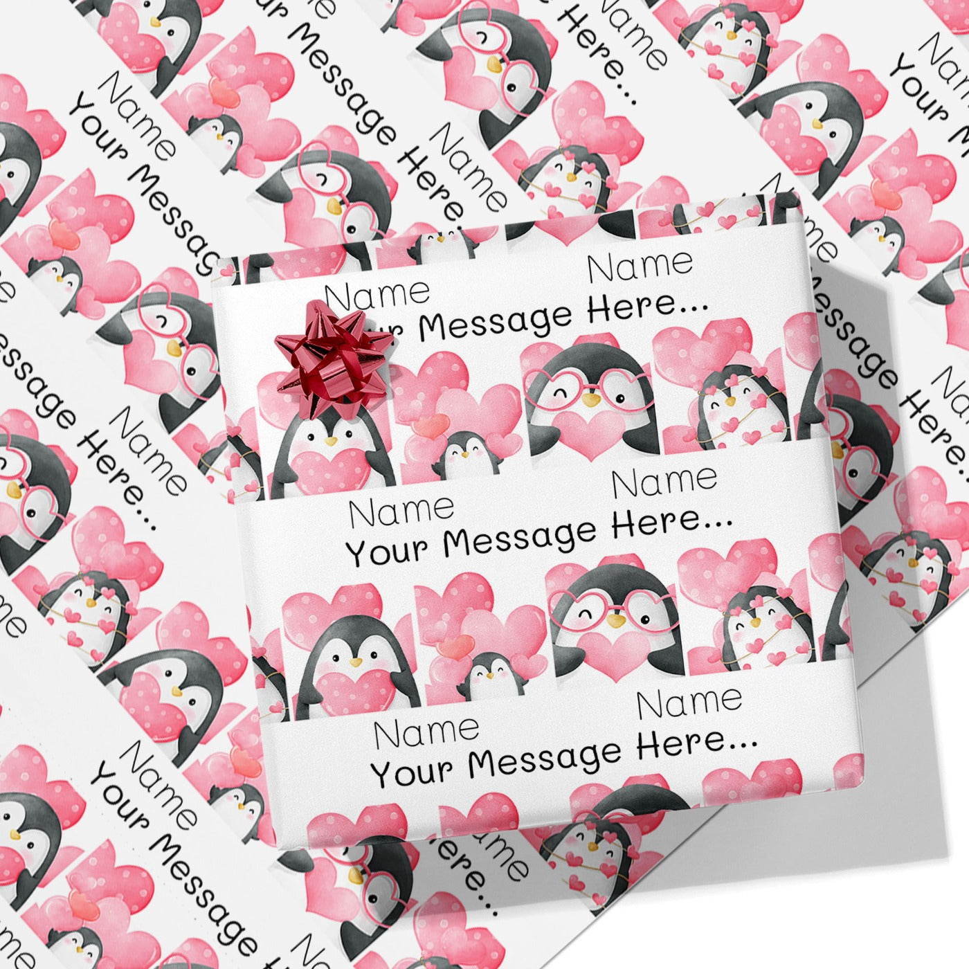 Penguin Love Message Wrapping Paper