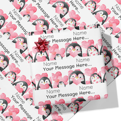 Penguin Love Message Wrapping Paper