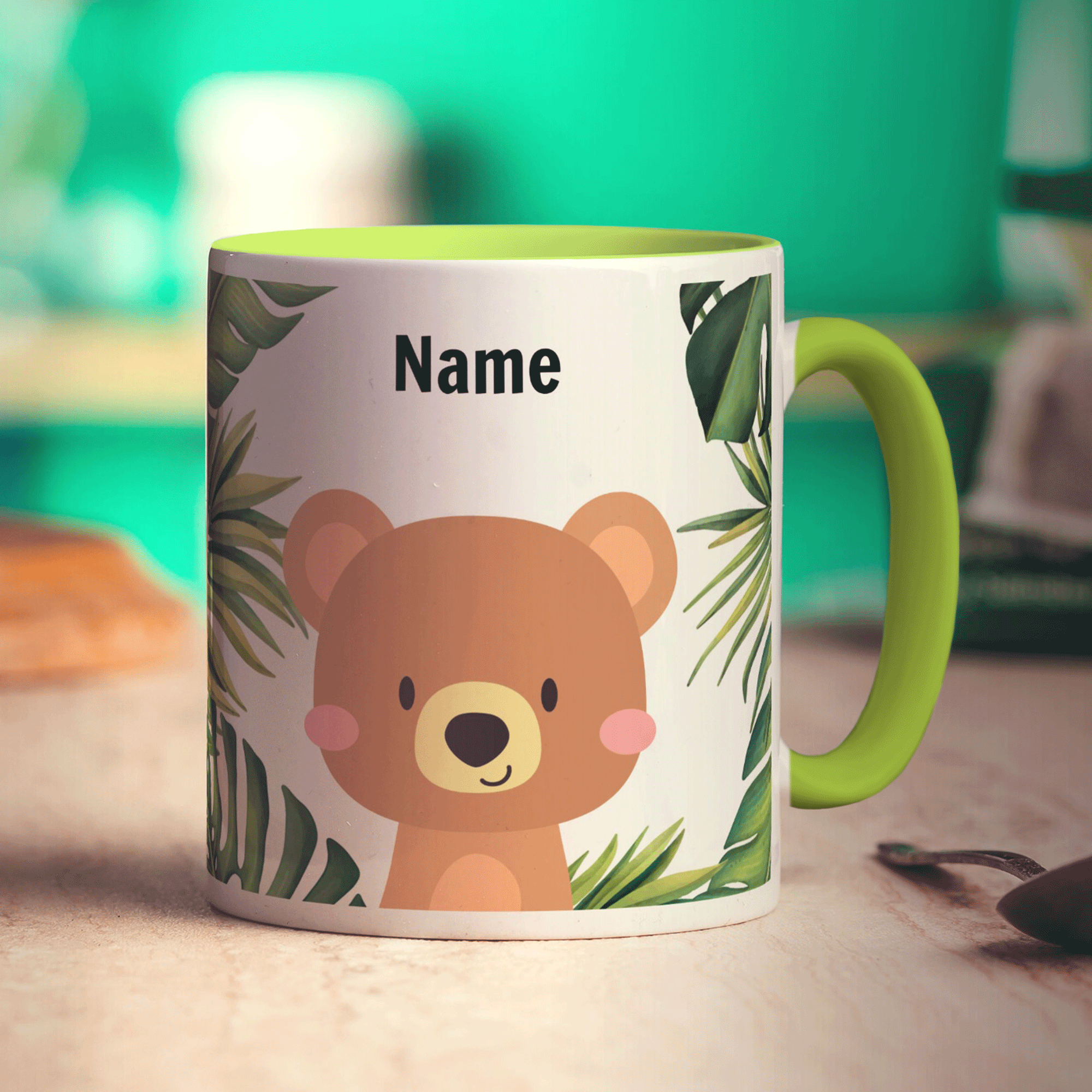 Personalised Bear Mug - Standard 330ml (11oz) / Green