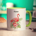 Personalised Flamingo Mug - Standard 330ml (11oz) / Green