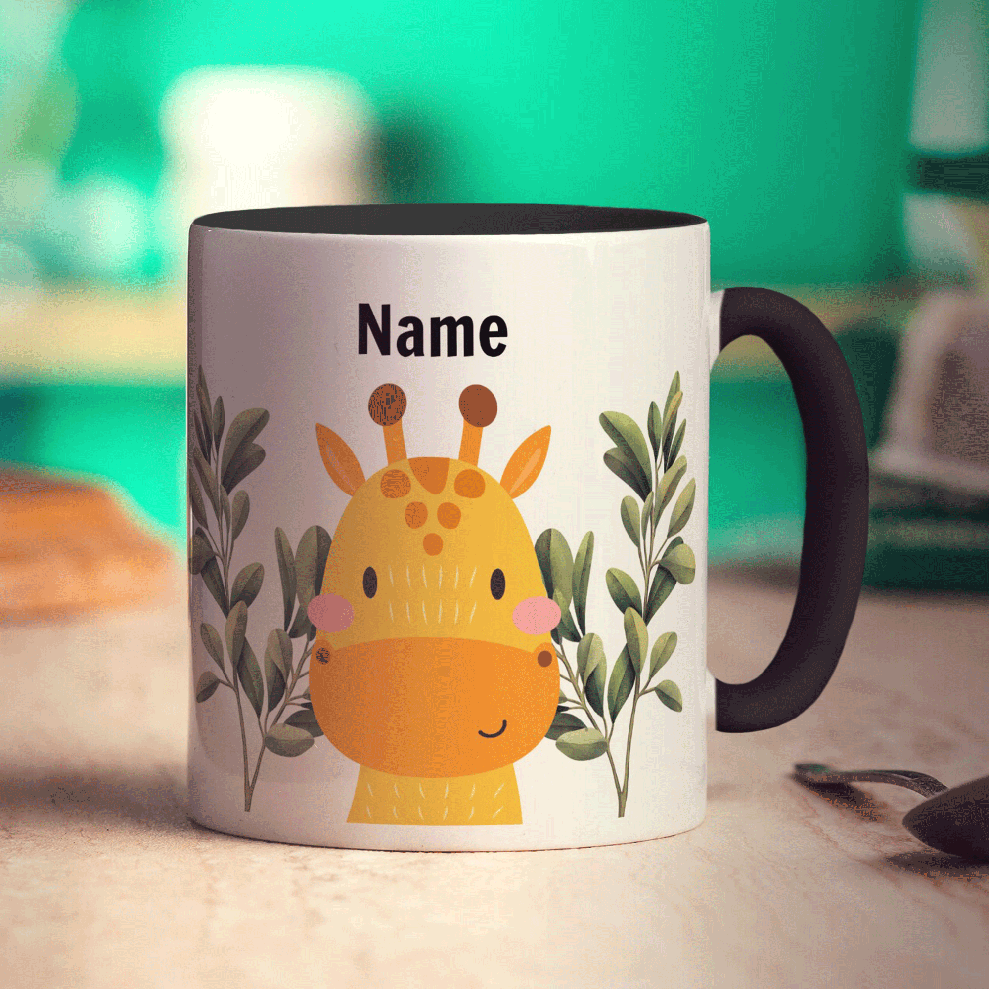 Personalised Giraffe Mug - Standard 330ml (11oz) / Black