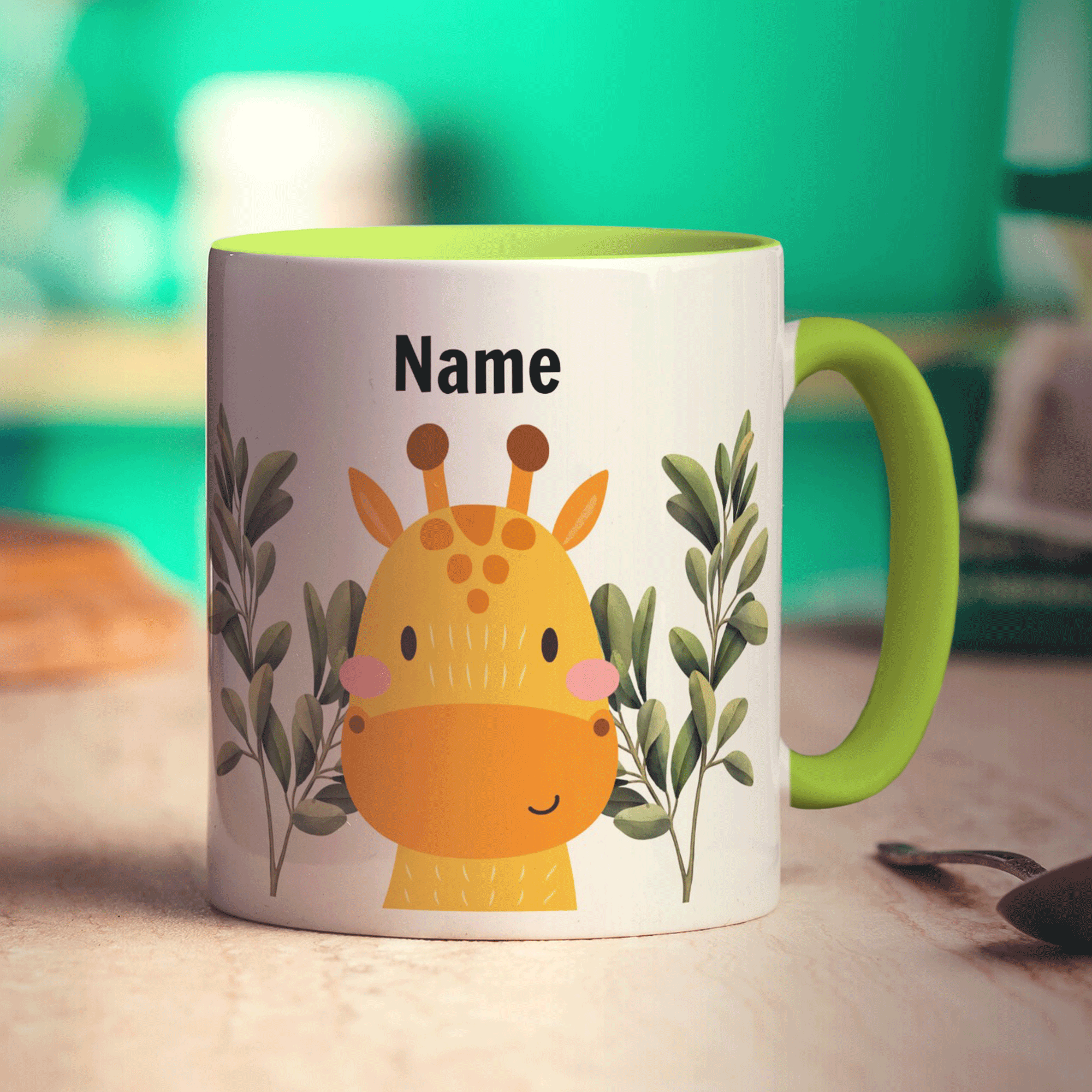 Personalised Giraffe Mug - Standard 330ml (11oz) / Green
