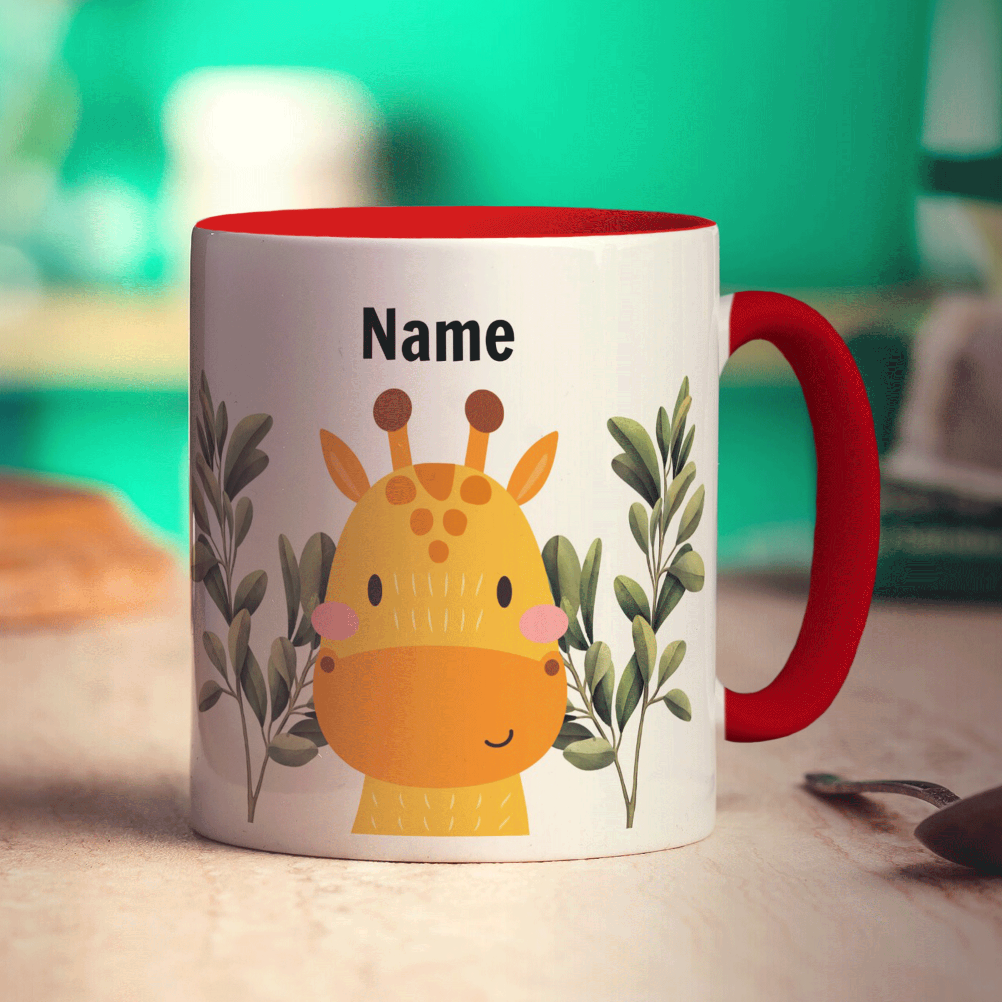 Personalised Giraffe Mug - Standard 330ml (11oz) / Red