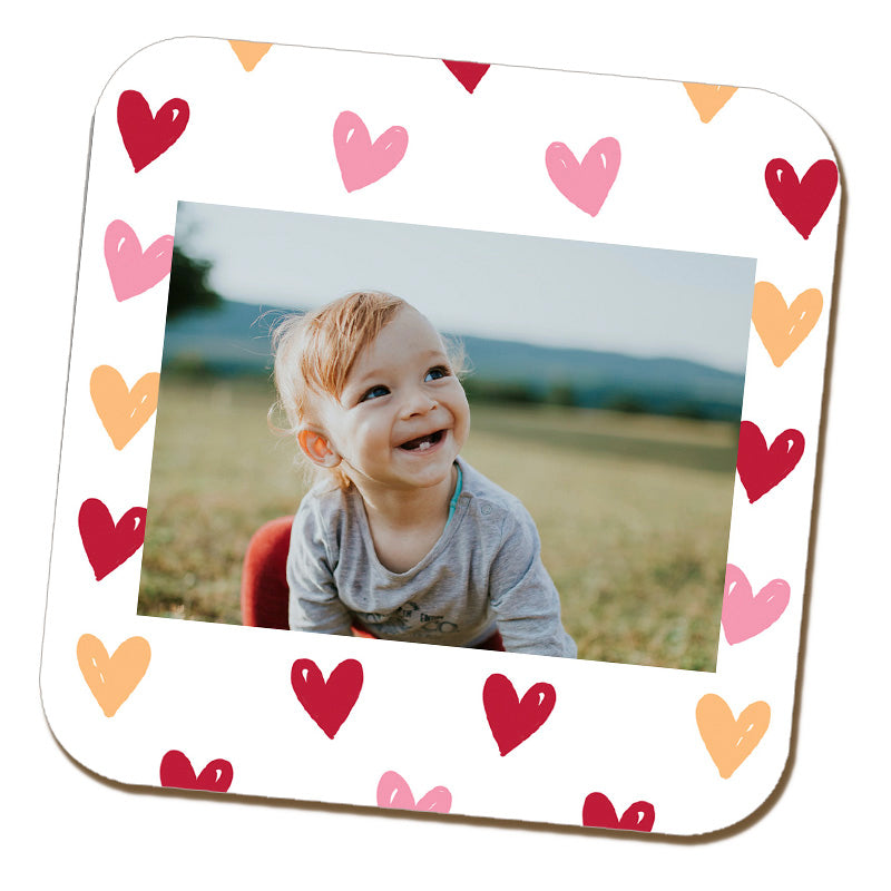 Personalised Photo Coaster with Hearts