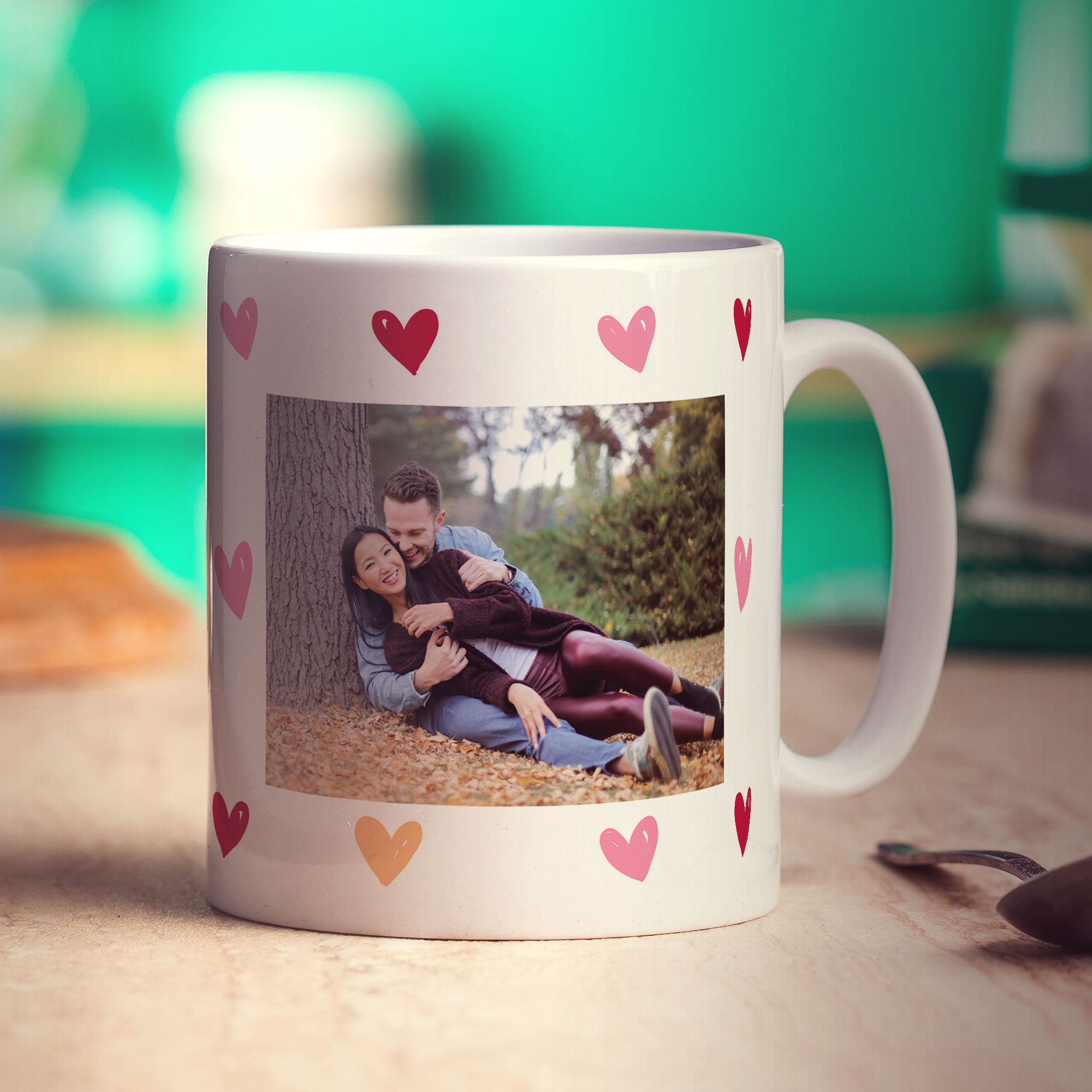 Hearts Personalised Photo Mug with Message