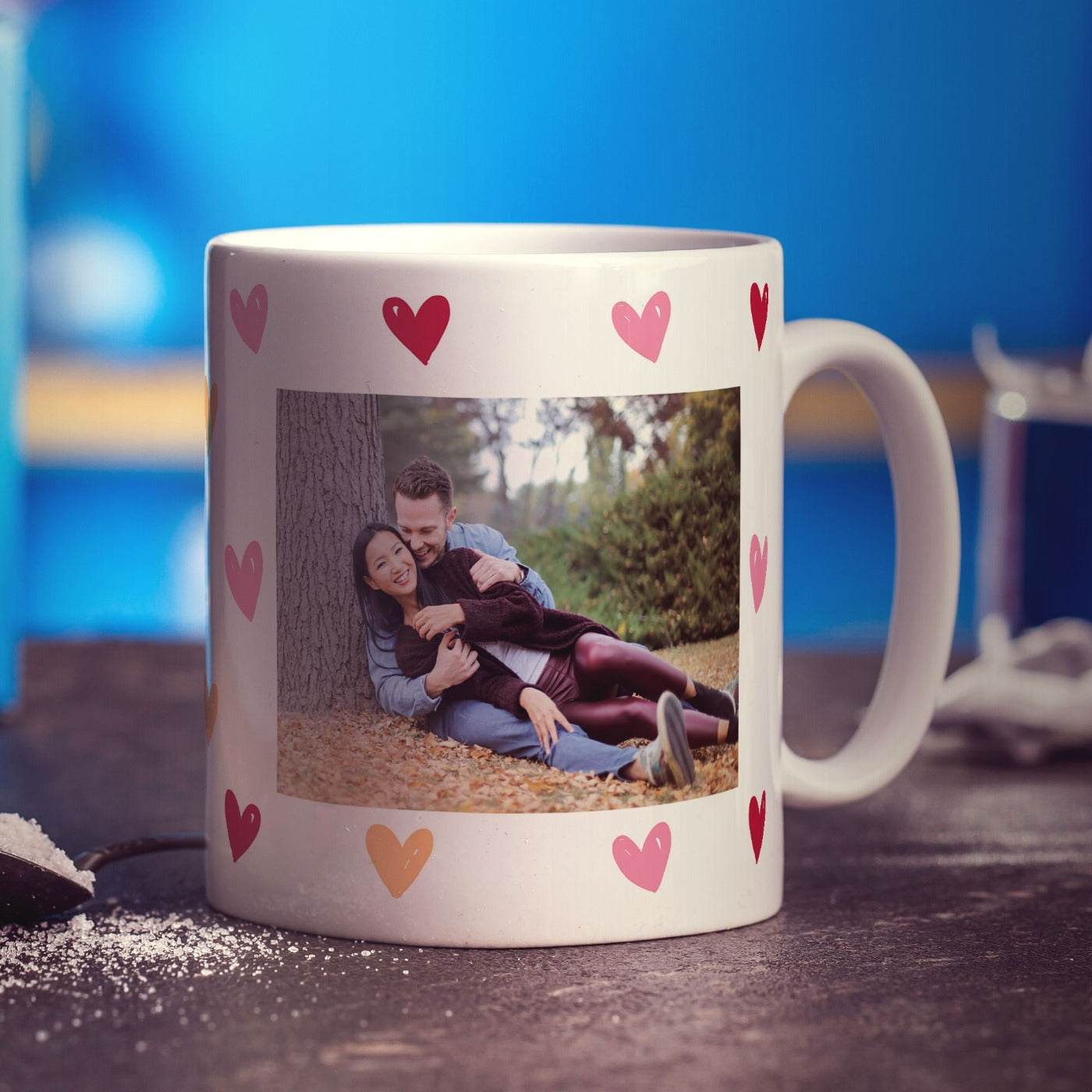 Hearts Personalised Photo Mug with Message