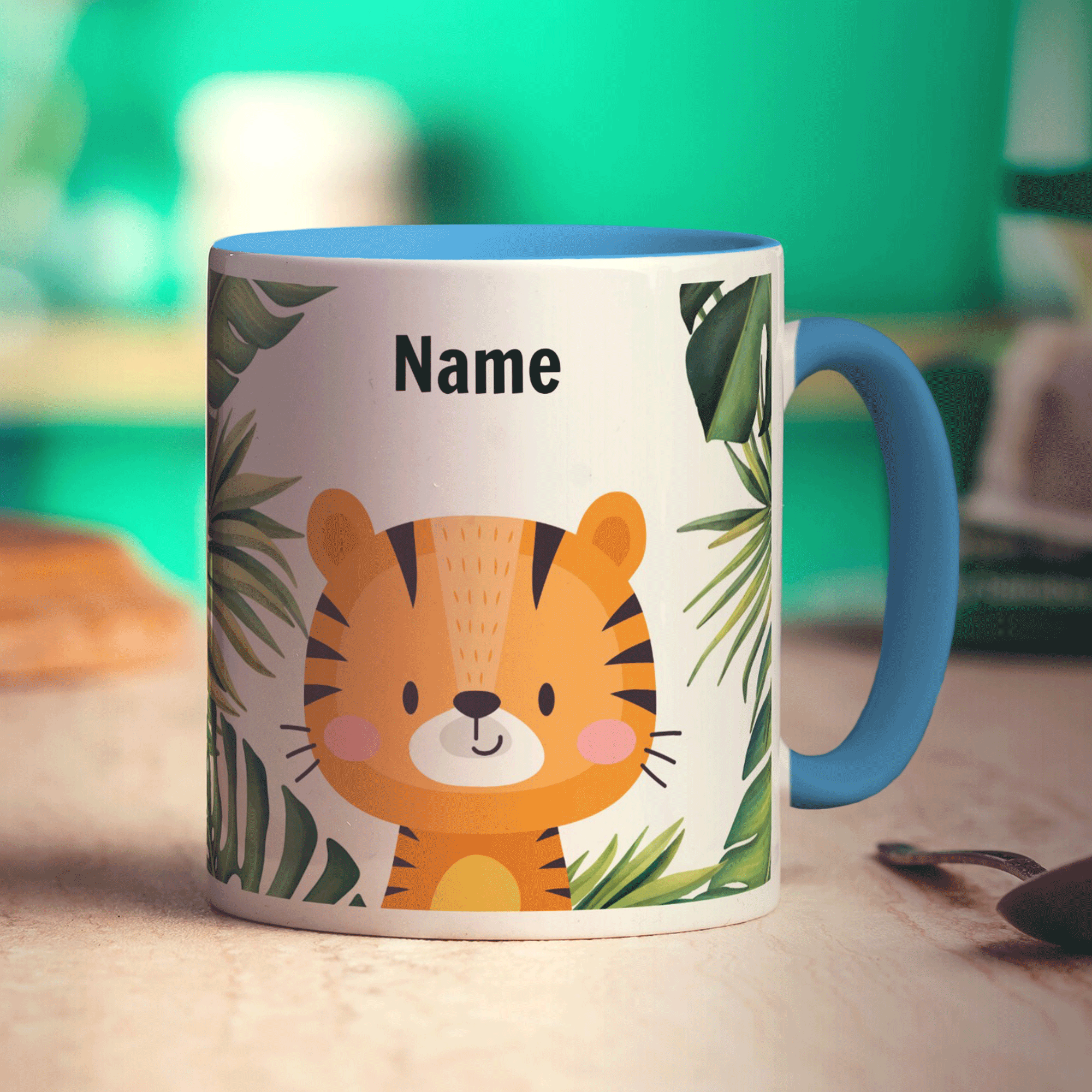 Personalised Tiger Mug - Standard 330ml (11oz) / Blue
