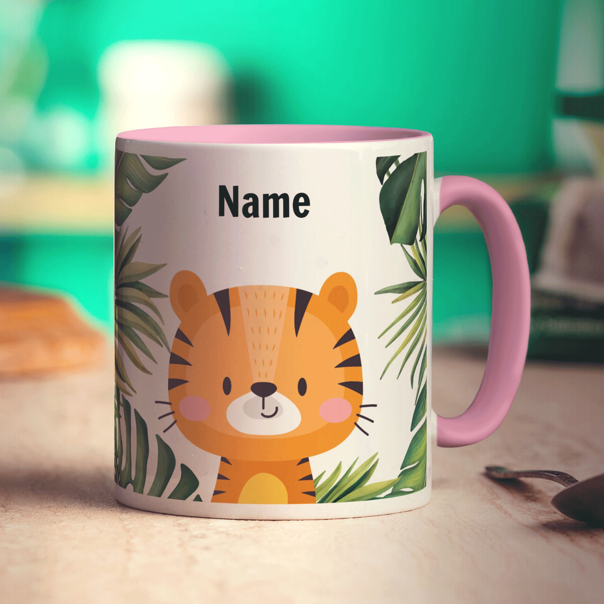 Personalised Tiger Mug - Standard 330ml (11oz) / Pink