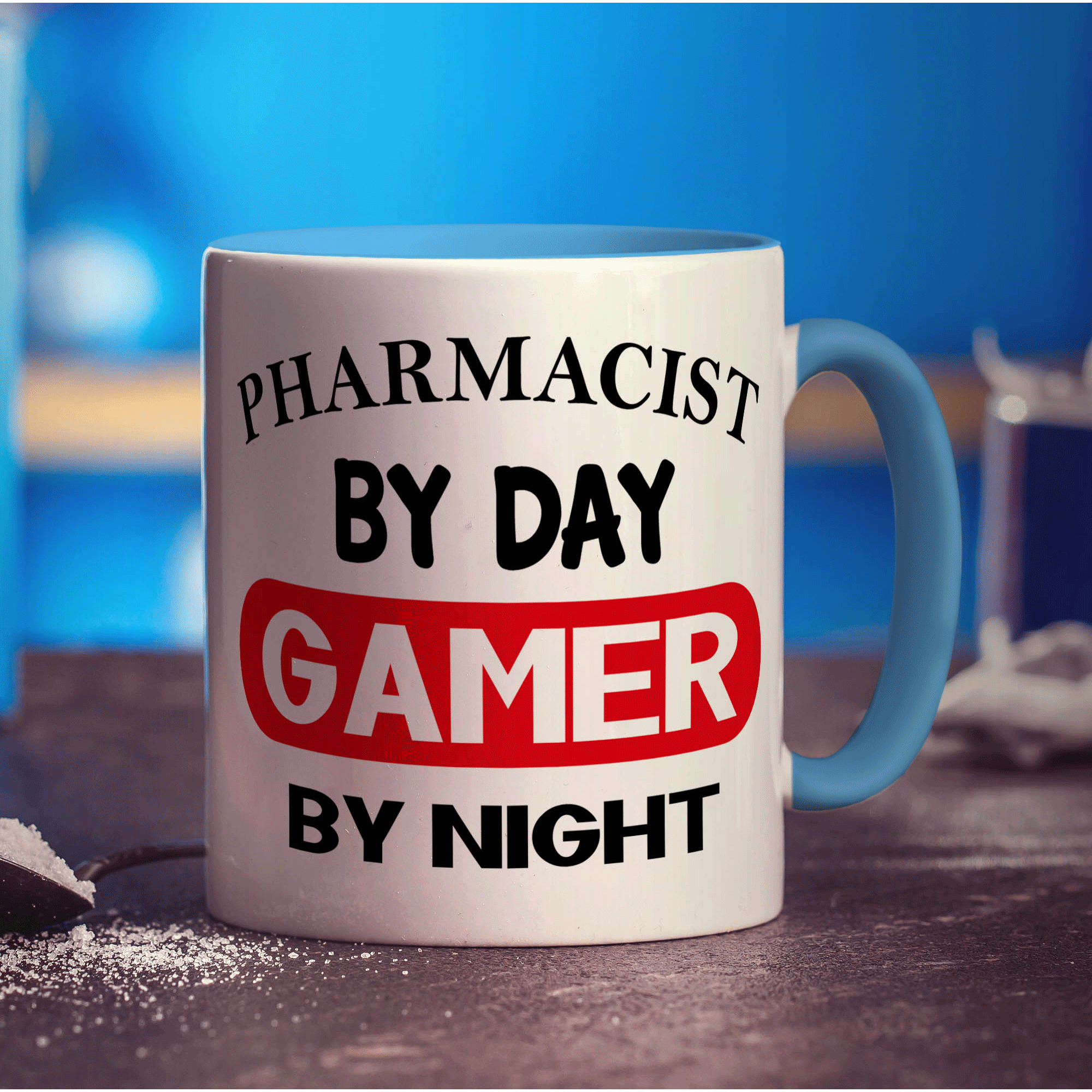 Pharmacists By Day Gamer By Night Mug - Standard 330ml (11oz) / Blue