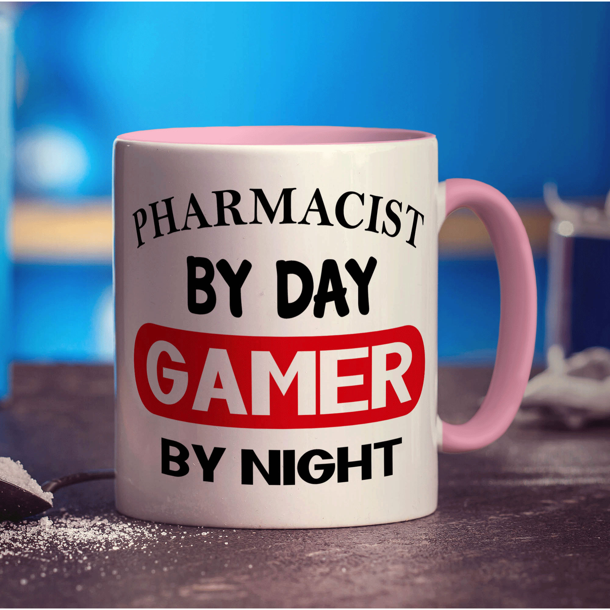 Pharmacists By Day Gamer By Night Mug - Standard 330ml (11oz) / Pink